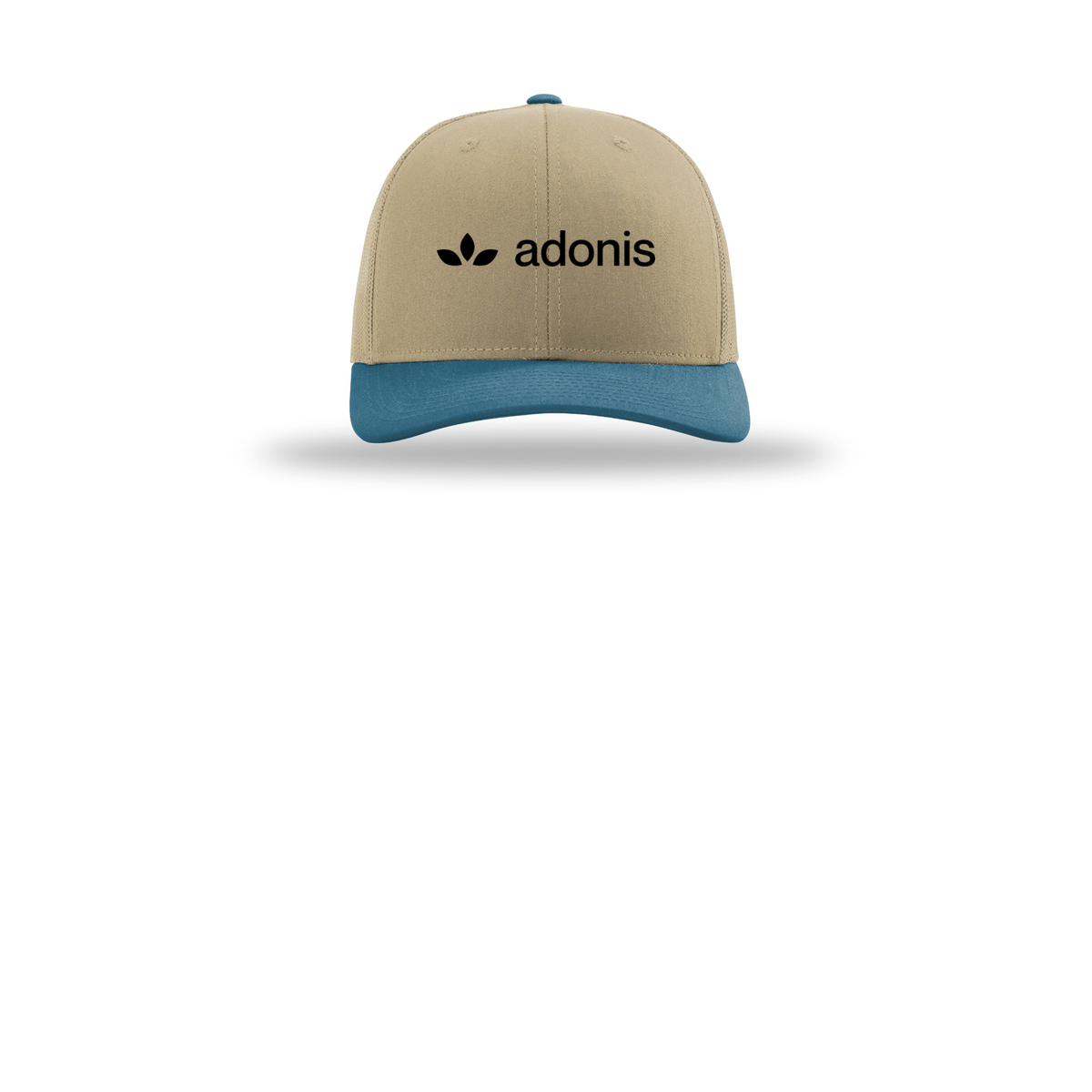 adonis-richardson-trucker-cap-embroidery-capfront-R112-khakikhakilegionblue-flat-front