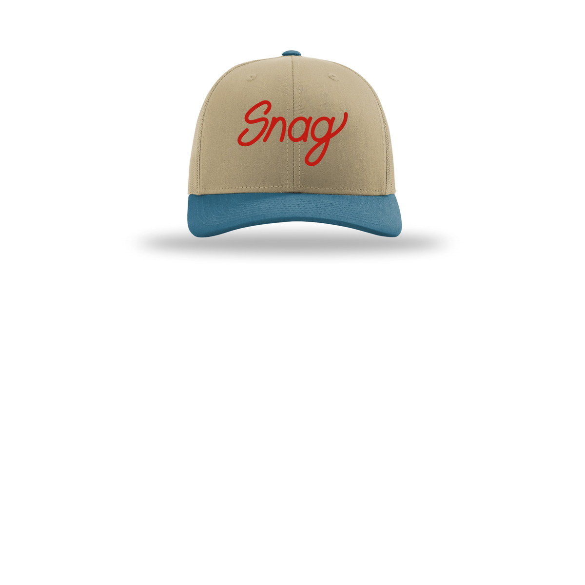 snagdelivery-richardson-trucker-cap-embroidery-capfront-R112-khakikhakilegionblue-flat-front