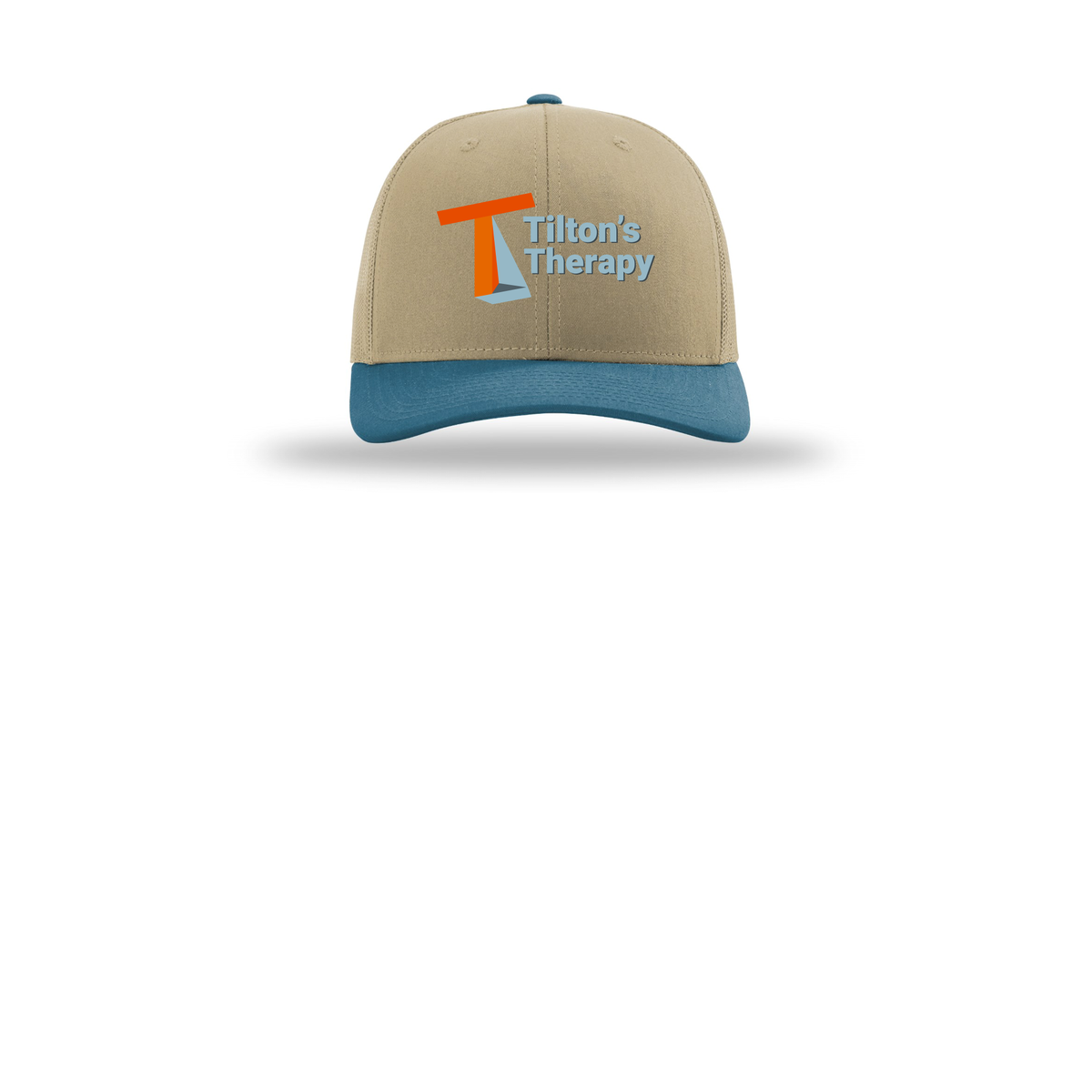 tiltonstherapy-richardson-trucker-cap-embroidery-capfront-R112-khakikhakilegionblue-flat-front