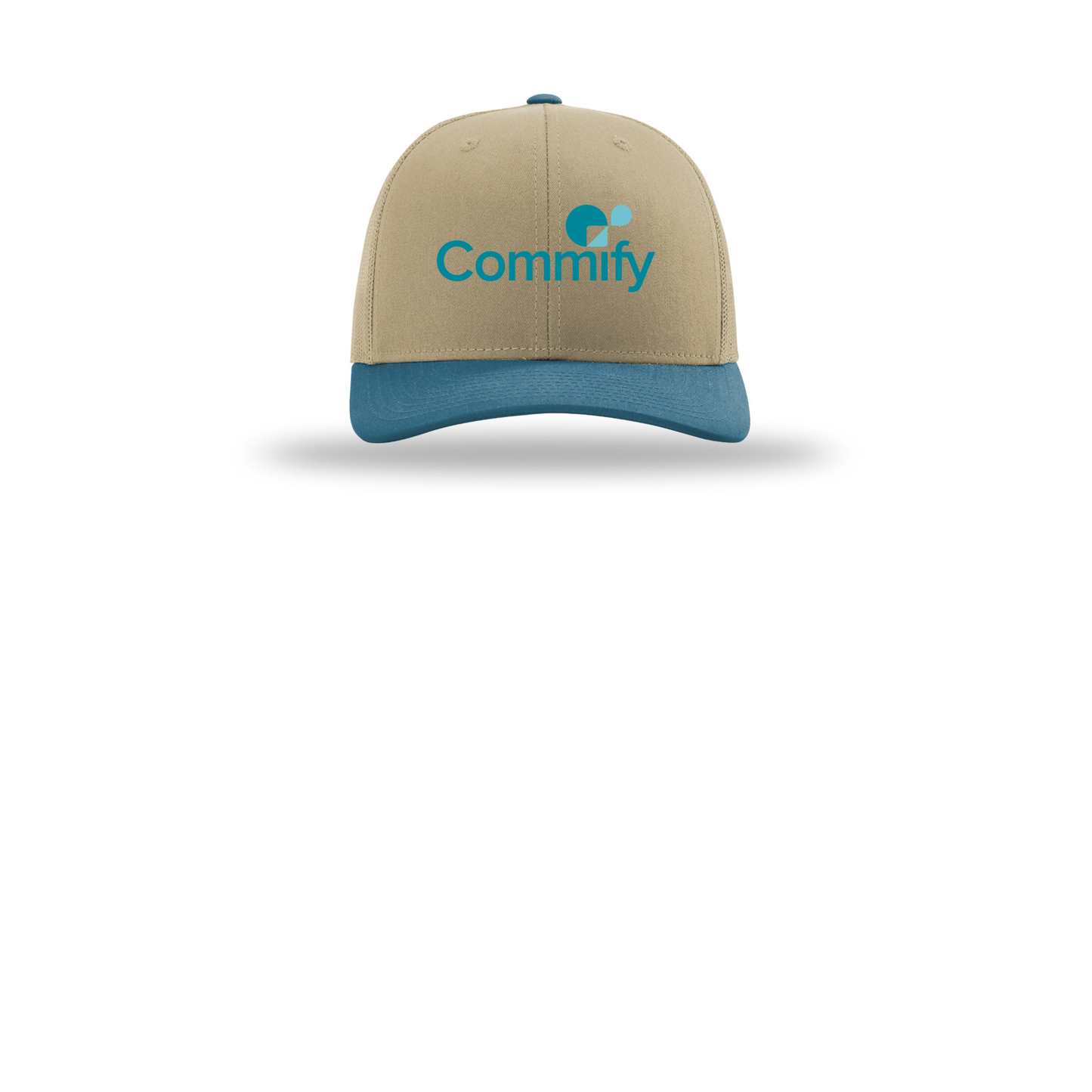 commify-richardson-trucker-cap-embroidery-capfront-R112-khakikhakilegionblue-flat-front