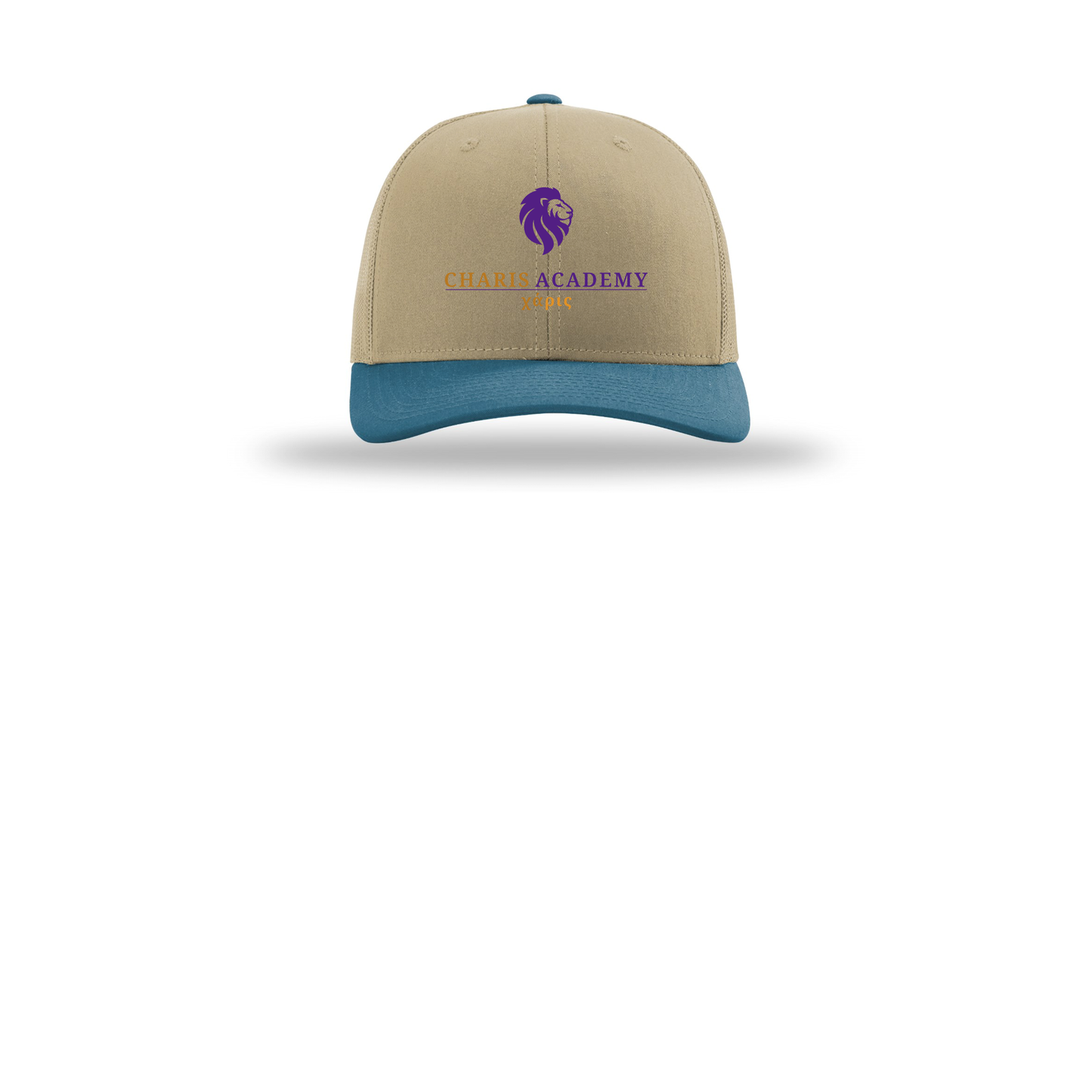 cahazleton-richardson-trucker-cap-embroidery-capfront-R112-khakikhakilegionblue-flat-front