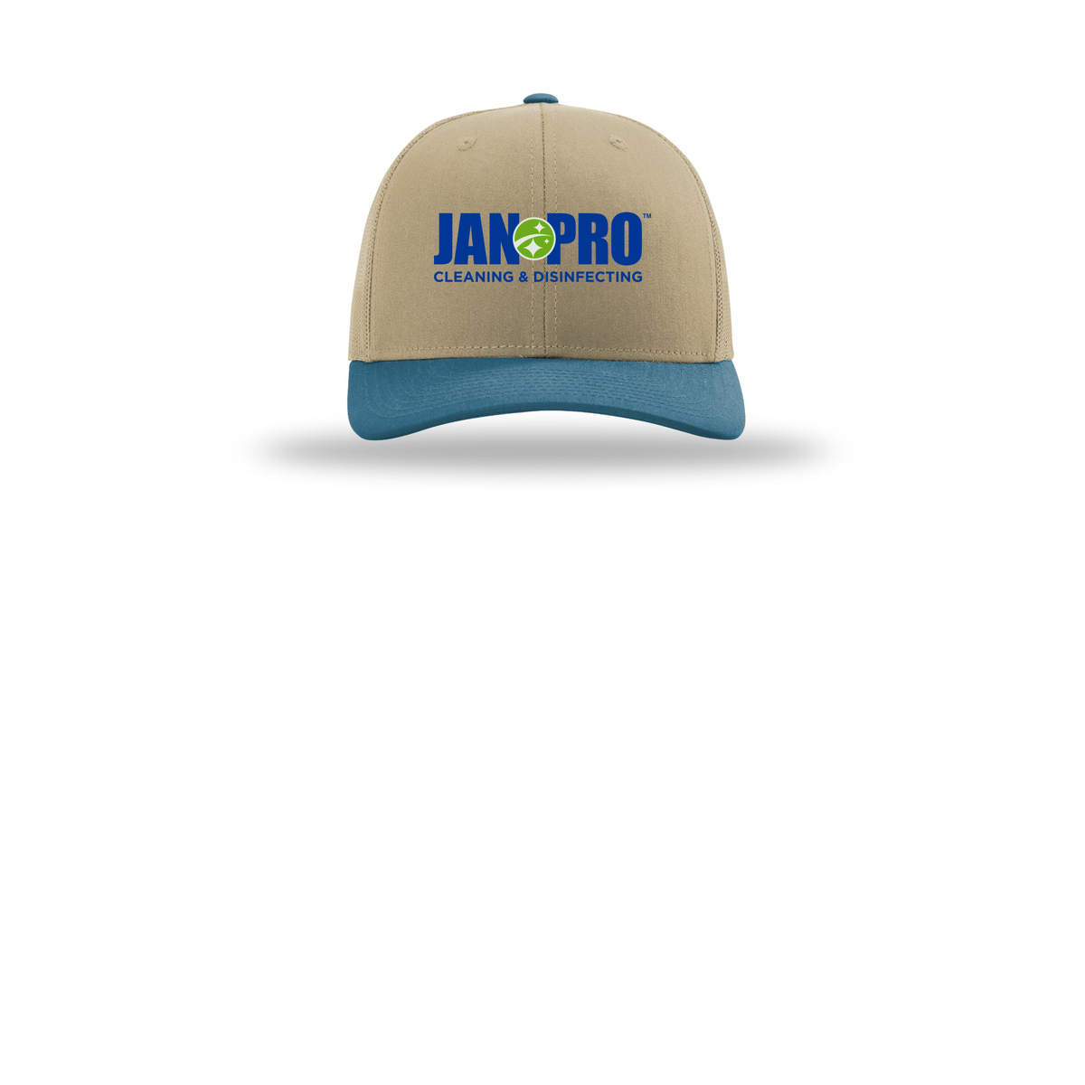 jan-pro-richardson-trucker-cap-embroidery-capfront-R112-khakikhakilegionblue-flat-front