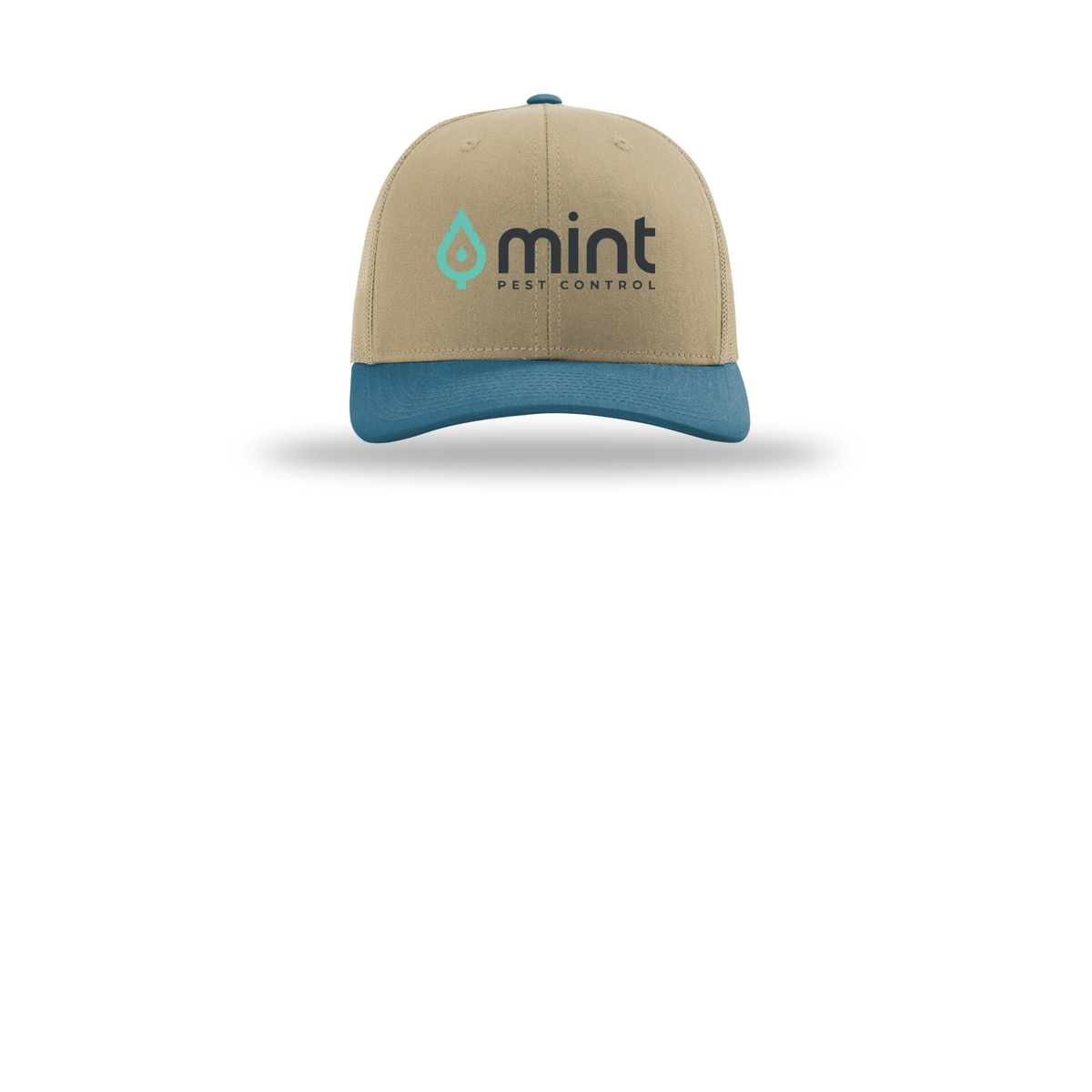 mintpest-richardson-trucker-cap-embroidery-capfront-R112-khakikhakilegionblue-flat-front
