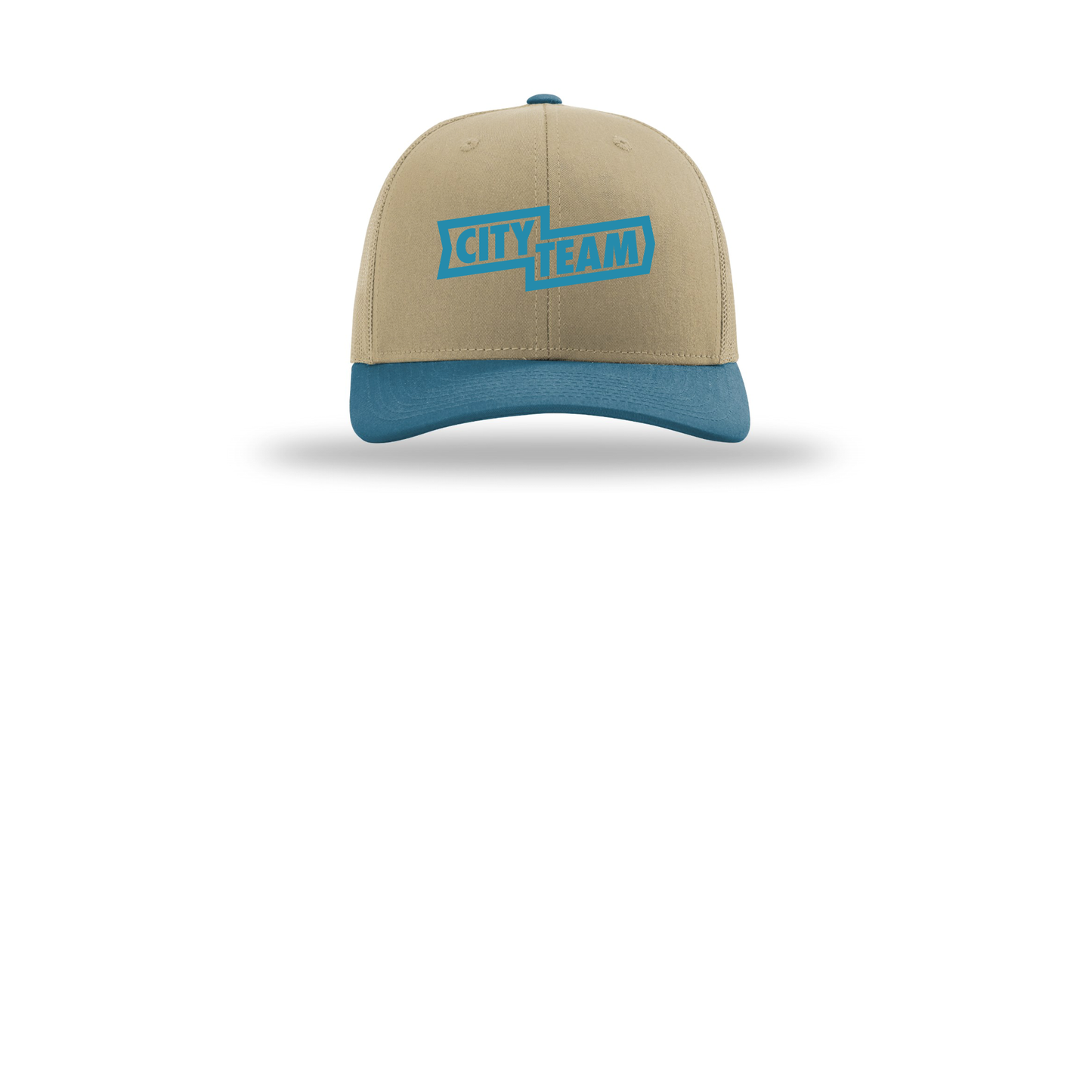 cityteam-richardson-trucker-cap-embroidery-capfront-R112-khakikhakilegionblue-flat-front