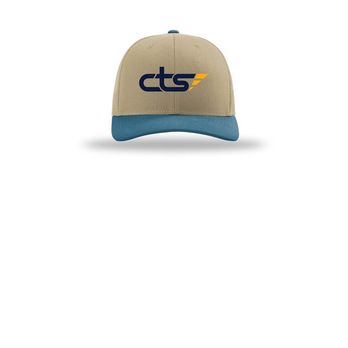 cts1-richardson-trucker-cap-embroidery-capfront-R112-khakikhakilegionblue-flat-front