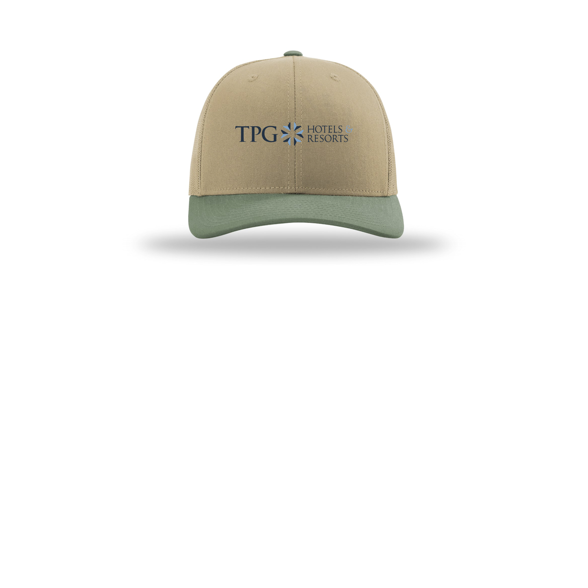 tpghotelsandresorts-richardson-trucker-cap-embroidery-capfront-R112-khakikhakiloden-flat-front
