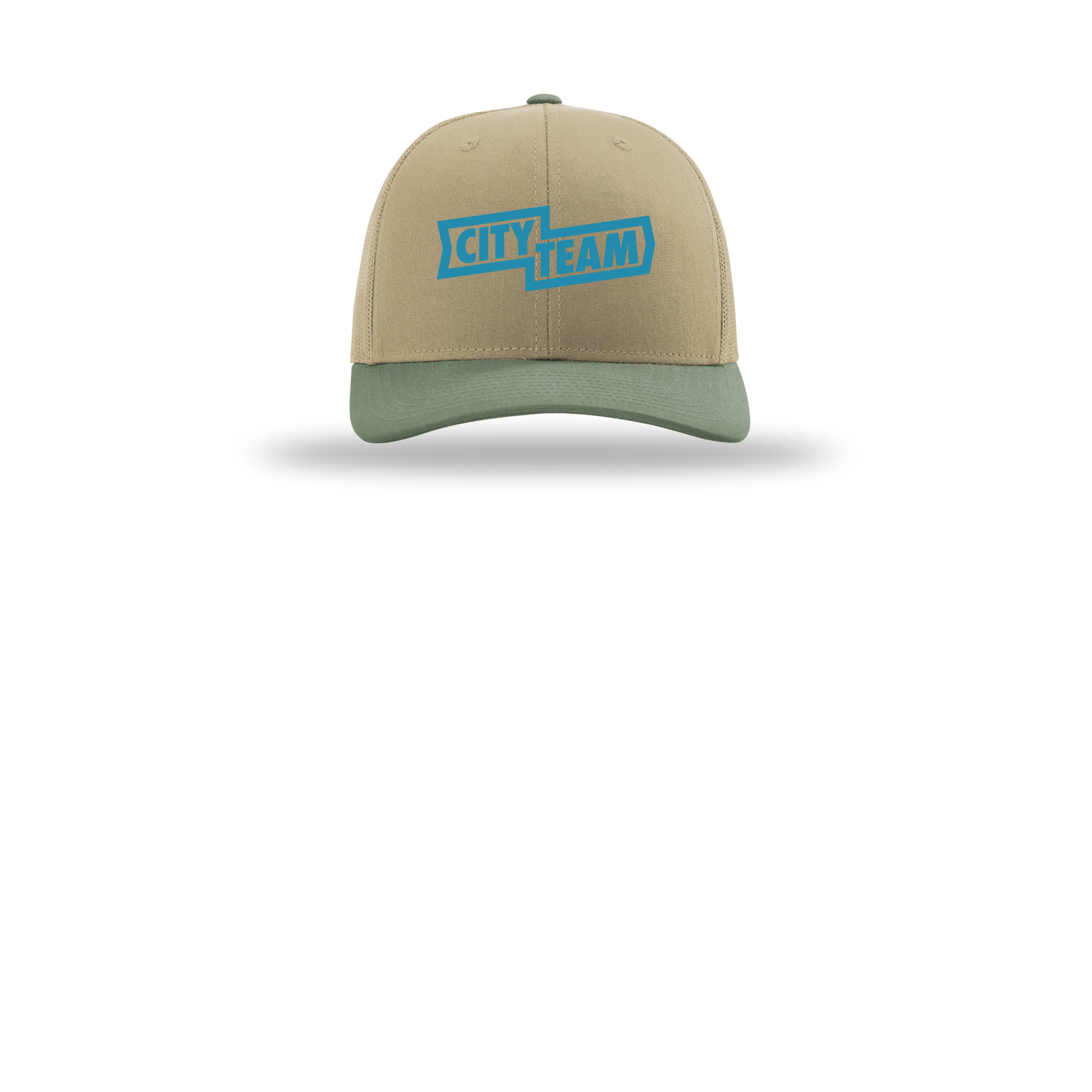cityteam-richardson-trucker-cap-embroidery-capfront-R112-khakikhakiloden-flat-front