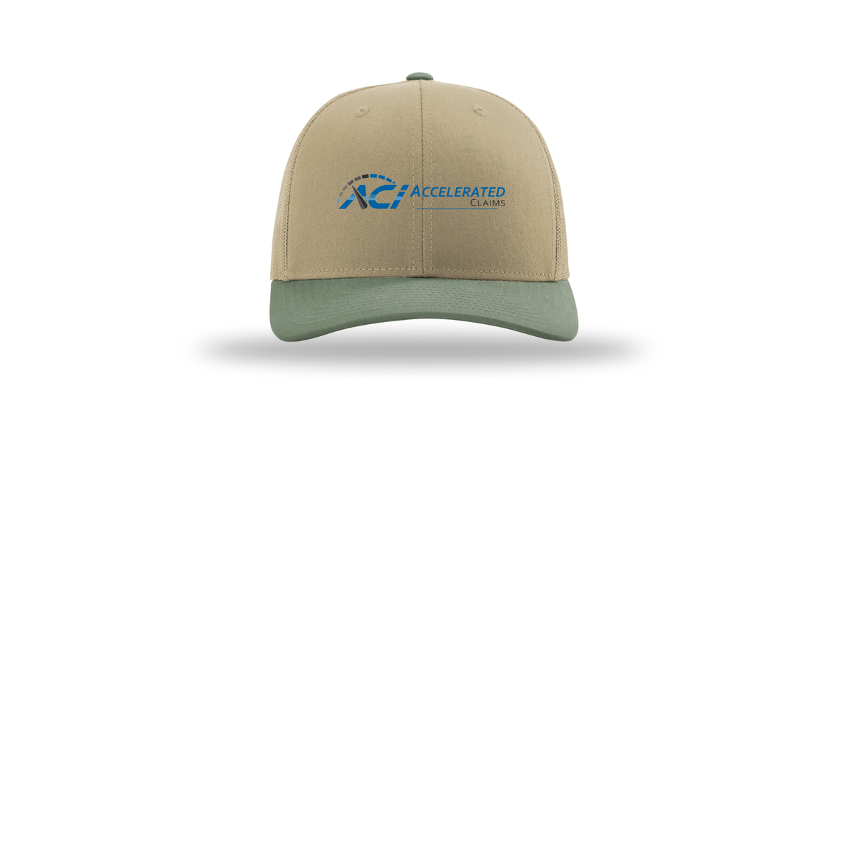 accelclaims-richardson-trucker-cap-embroidery-capfront-R112-khakikhakiloden-flat-front