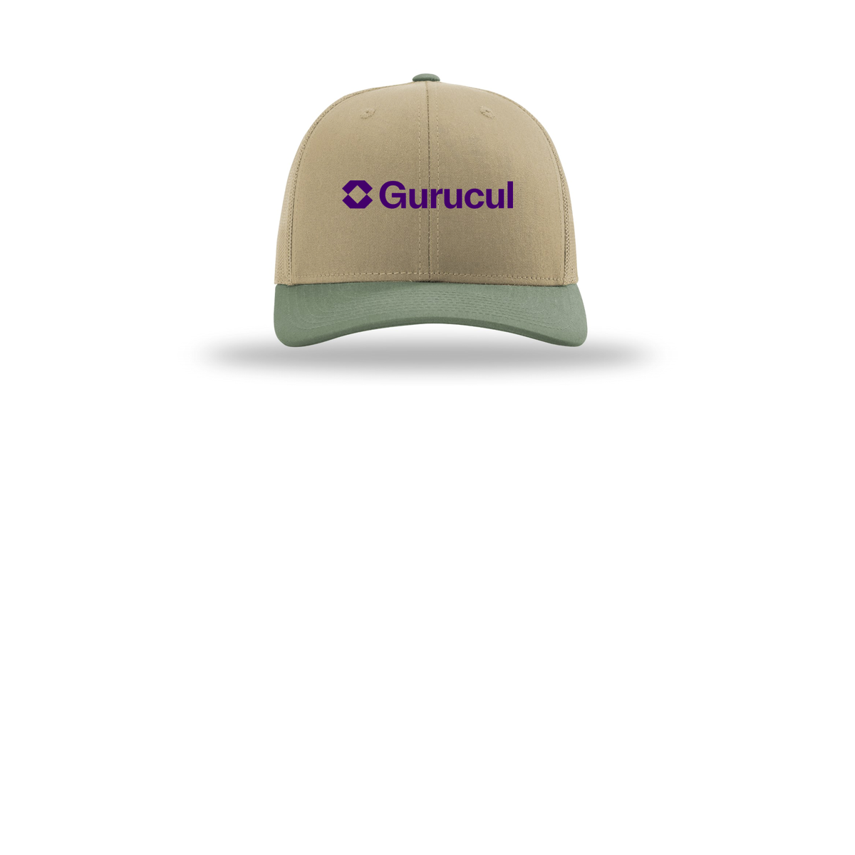 gurucul-richardson-trucker-cap-embroidery-capfront-R112-khakikhakiloden-flat-front