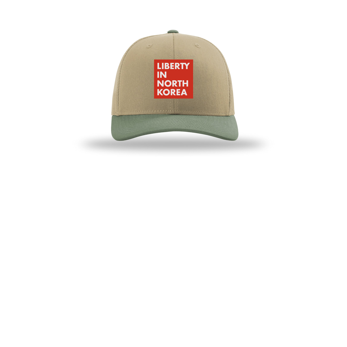 libertyinnorthkorea-richardson-trucker-cap-embroidery-capfront-R112-khakikhakiloden-flat-front