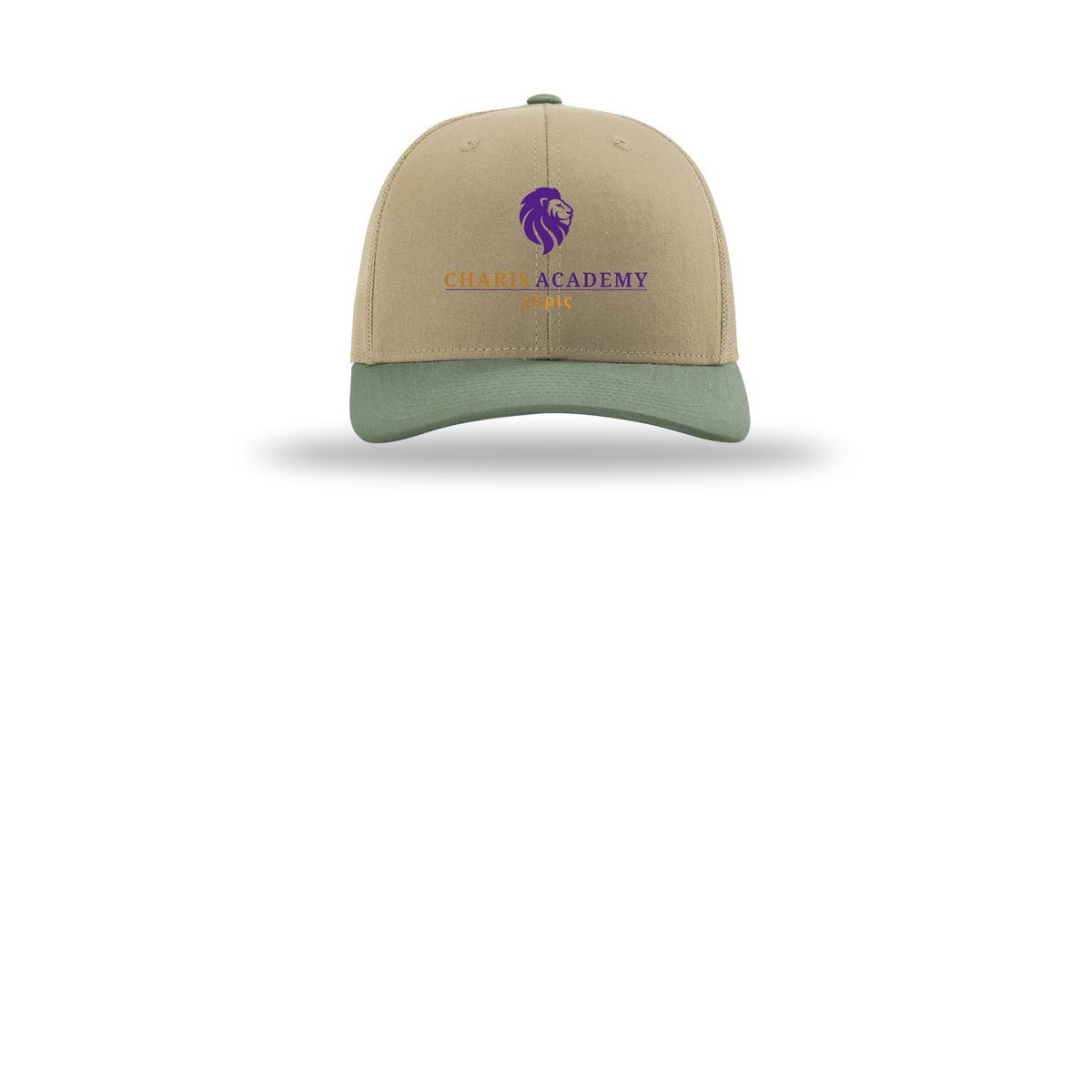 cahazleton-richardson-trucker-cap-embroidery-capfront-R112-khakikhakiloden-flat-front