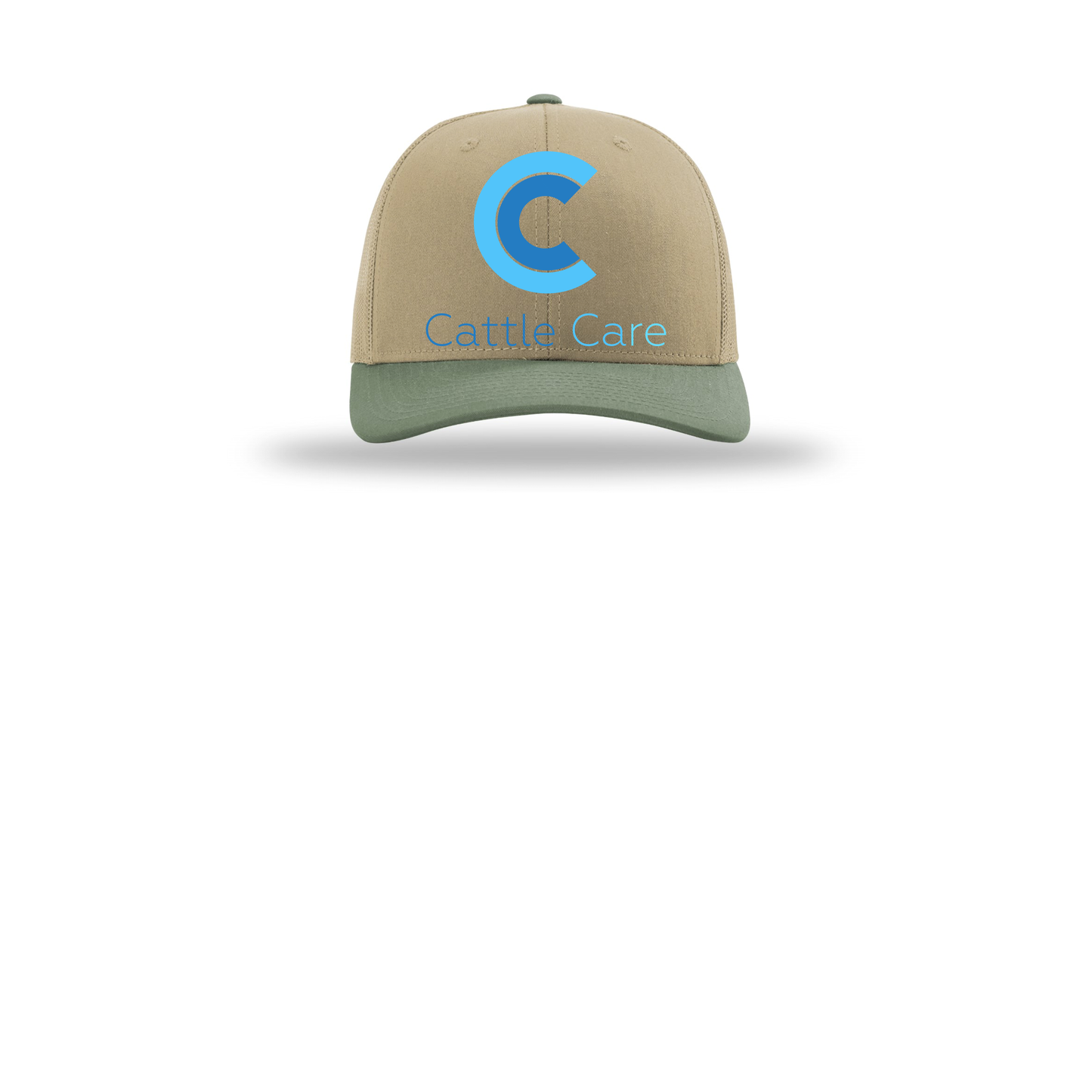 cattle-care-richardson-trucker-cap-embroidery-capfront-R112-khakikhakiloden-flat-front