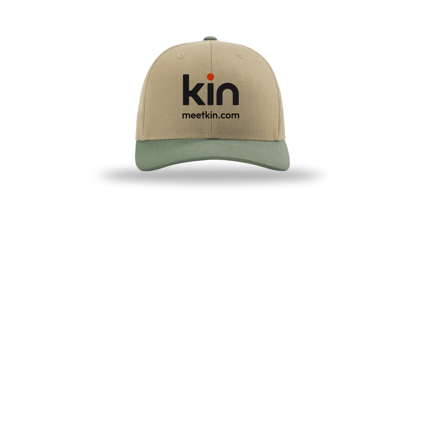 kin-richardson-trucker-cap-embroidery-capfront-R112-khakikhakiloden-flat-front