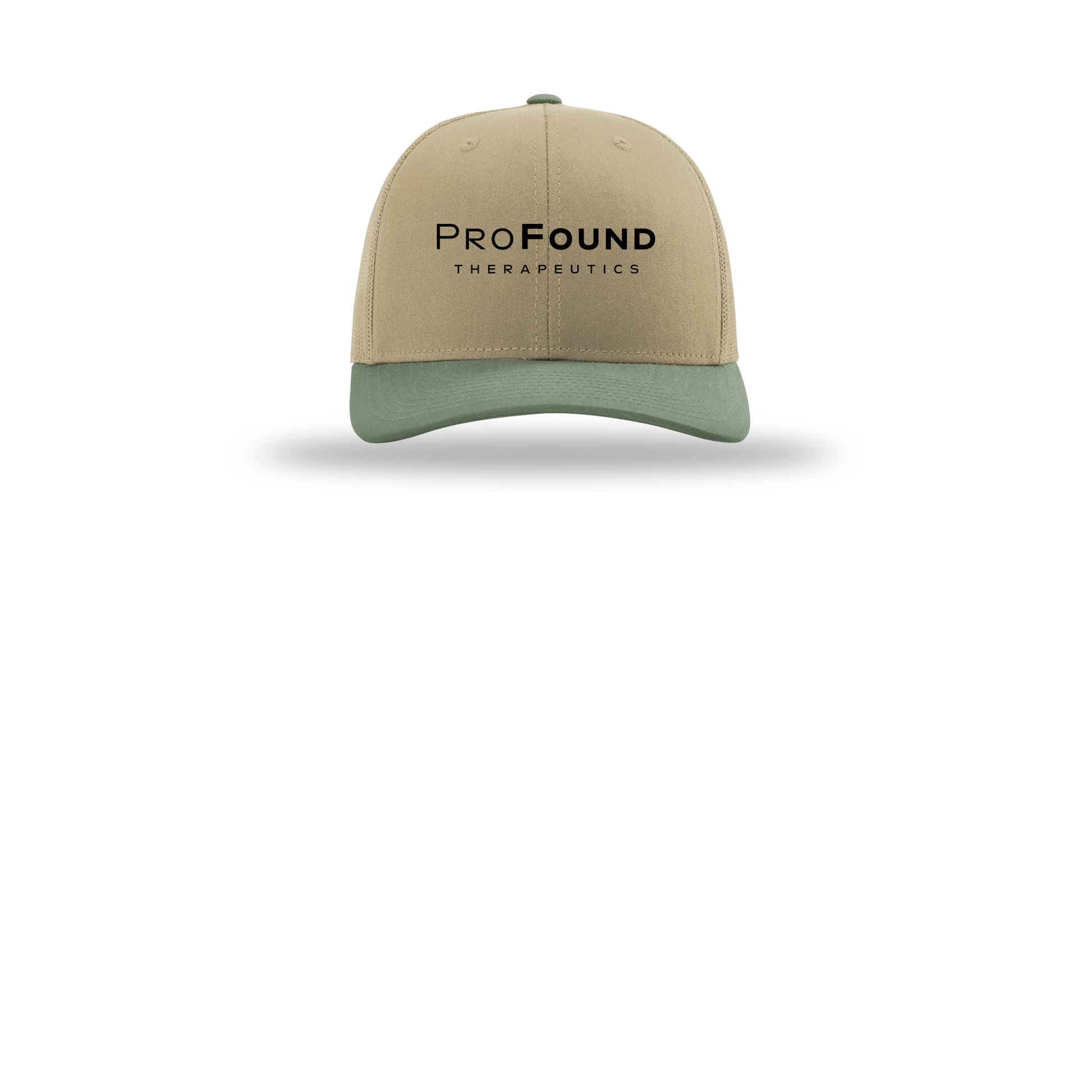 profoundtx-richardson-trucker-cap-embroidery-capfront-R112-khakikhakiloden-flat-front