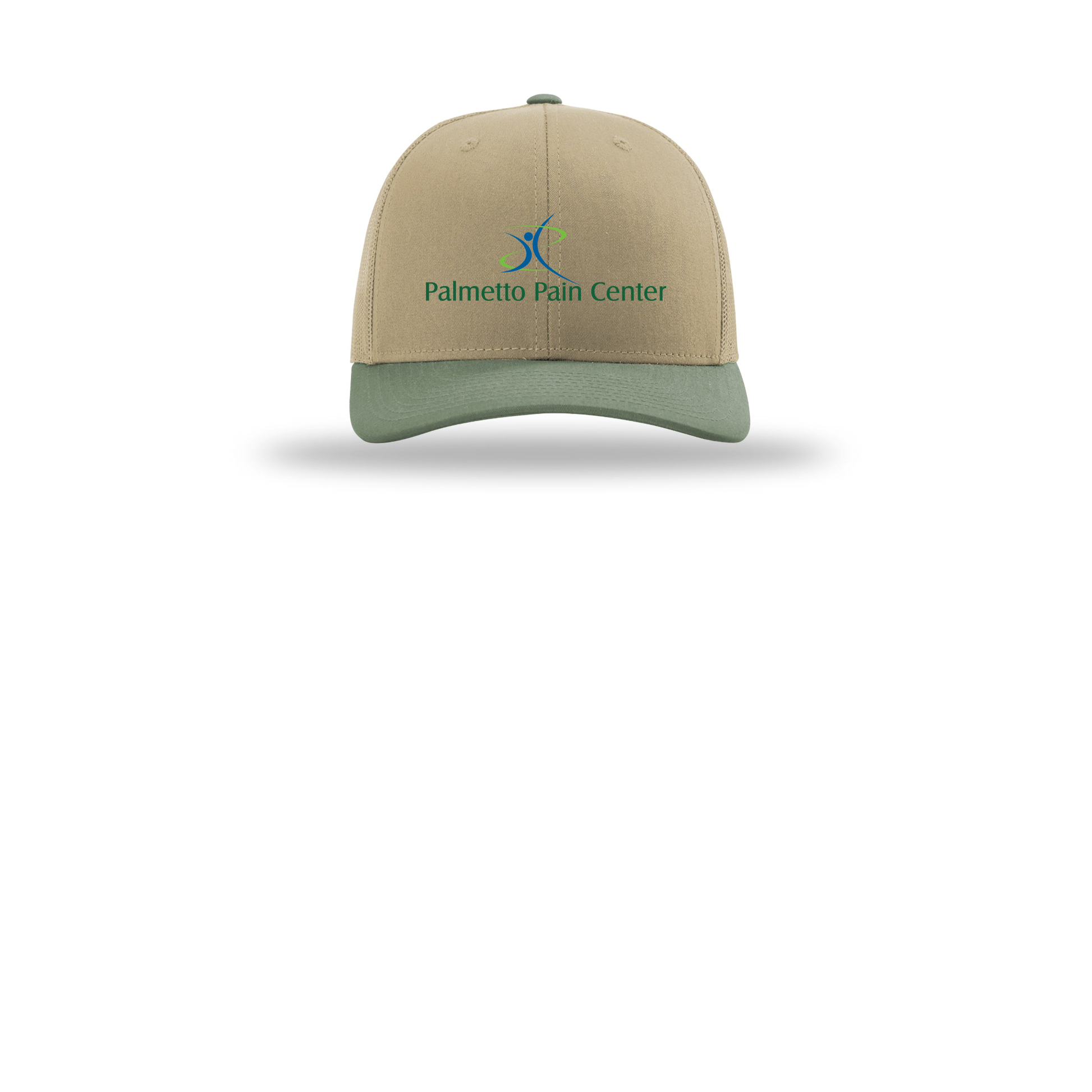 palmetto-pain-center-richardson-trucker-cap-embroidery-capfront-R112-khakikhakiloden-flat-front