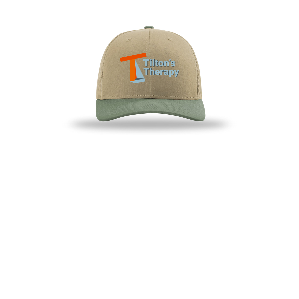 tiltonstherapy-richardson-trucker-cap-embroidery-capfront-R112-khakikhakiloden-flat-front