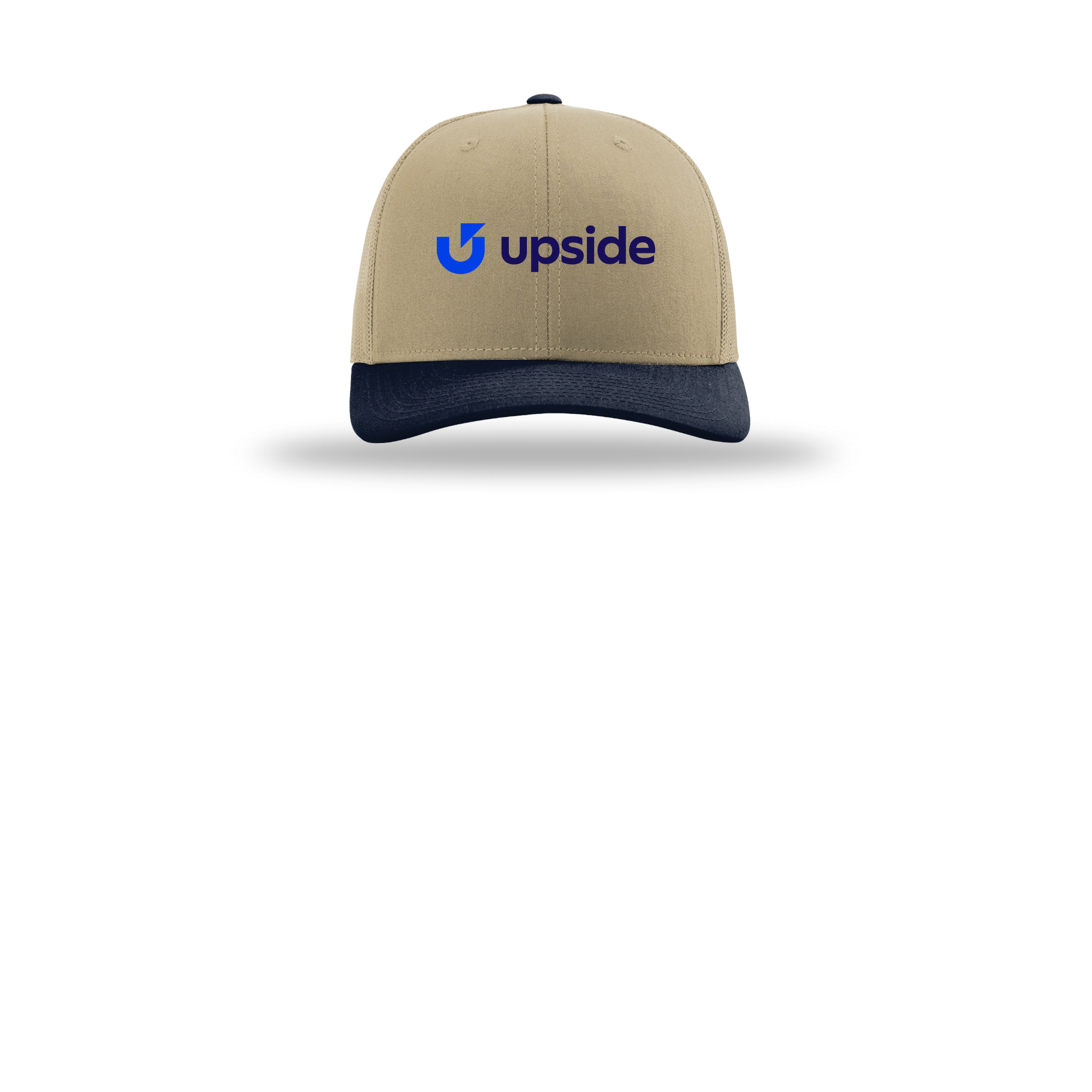 upside-richardson-trucker-cap-embroidery-capfront-R112-khakikhakinavy-flat-front