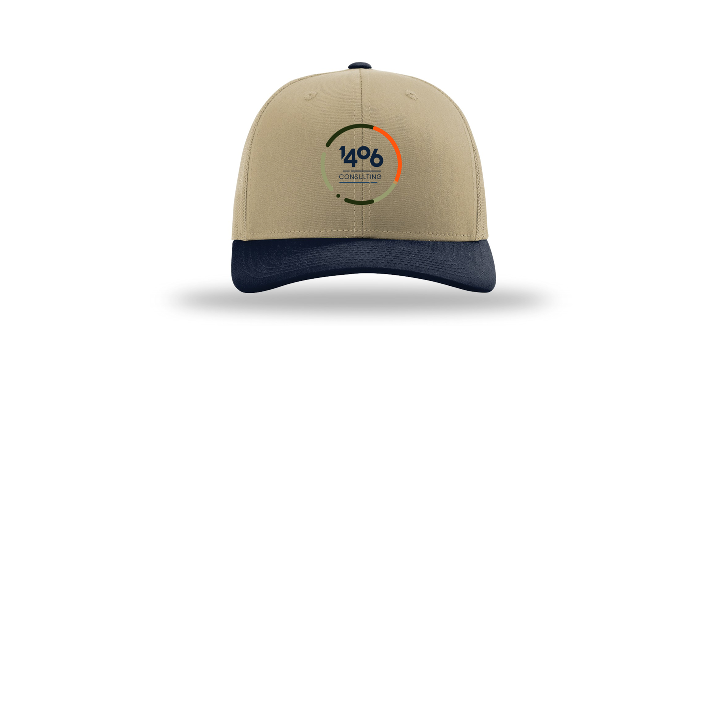 1406consulting-richardson-trucker-cap-embroidery-capfront-R112-khakikhakinavy-flat-front