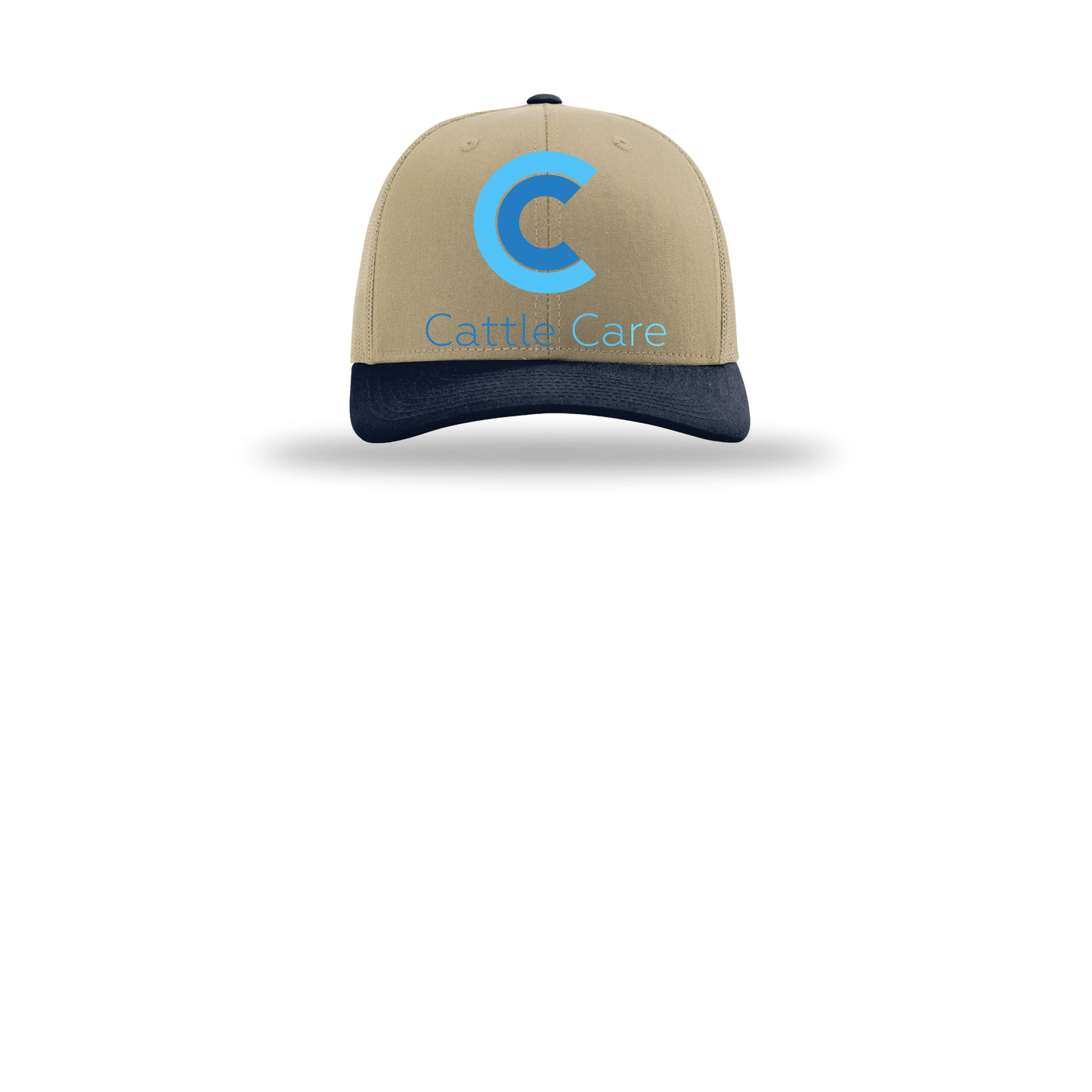 cattle-care-richardson-trucker-cap-embroidery-capfront-R112-khakikhakinavy-flat-front