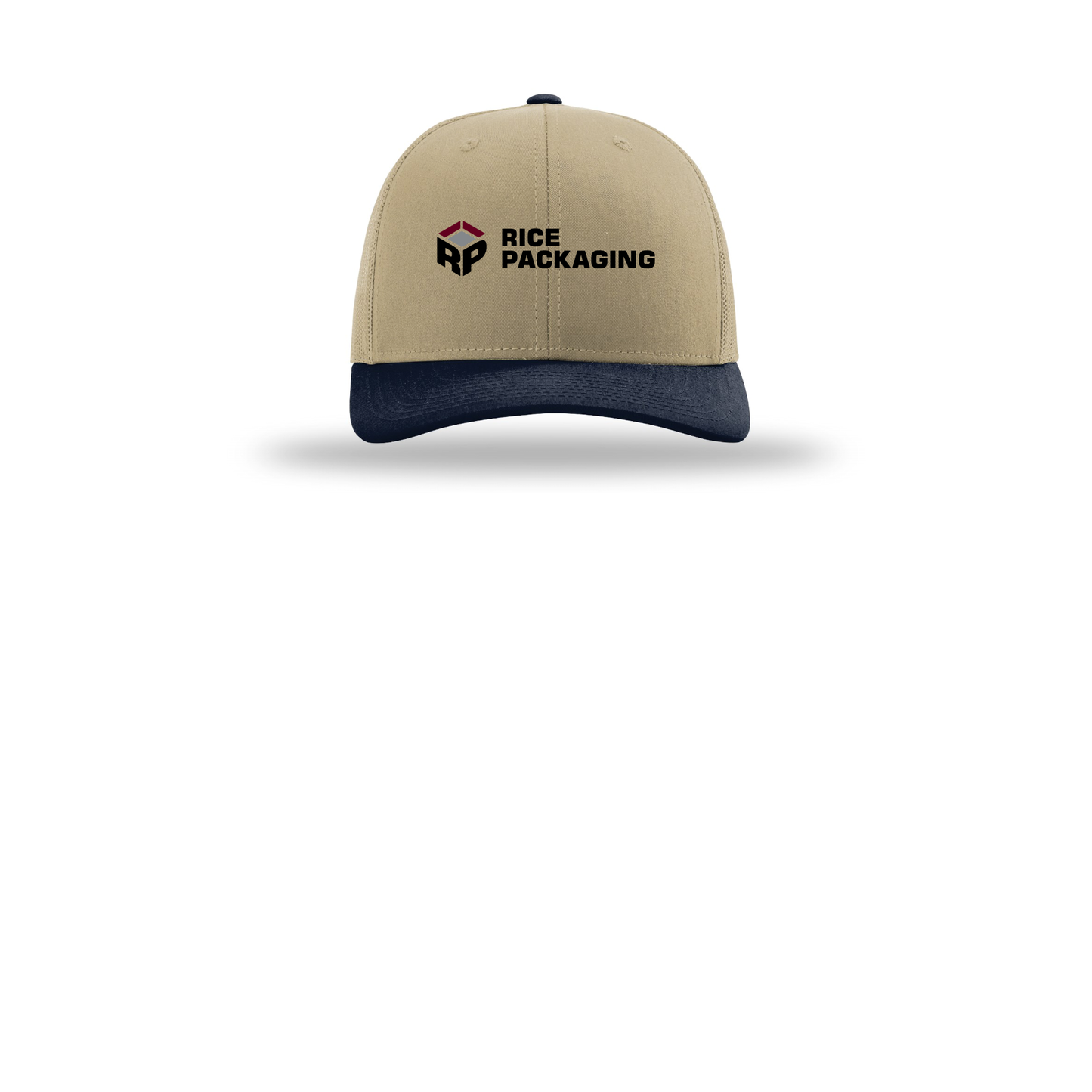 ricepackaging-richardson-trucker-cap-embroidery-capfront-R112-khakikhakinavy-flat-front