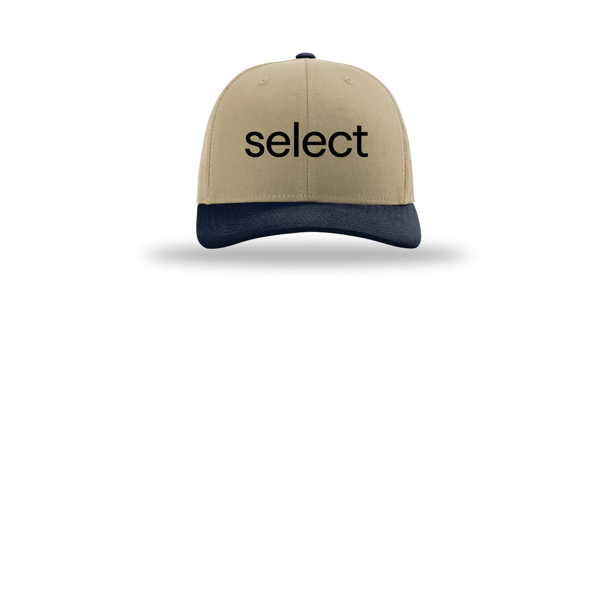 meetselect-richardson-trucker-cap-embroidery-capfront-R112-khakikhakinavy-flat-front