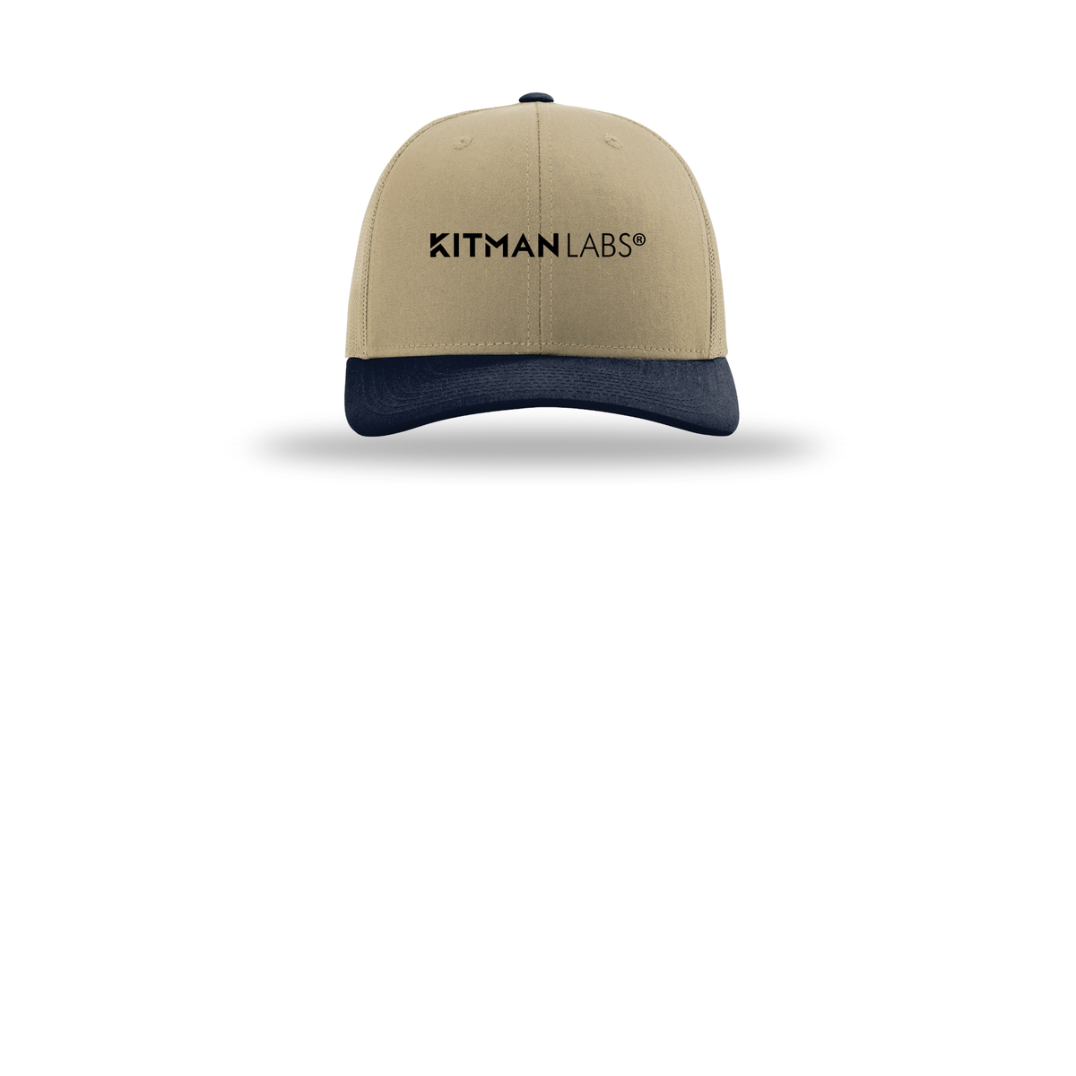 kitmanlabs-richardson-trucker-cap-embroidery-capfront-R112-khakikhakinavy-flat-front