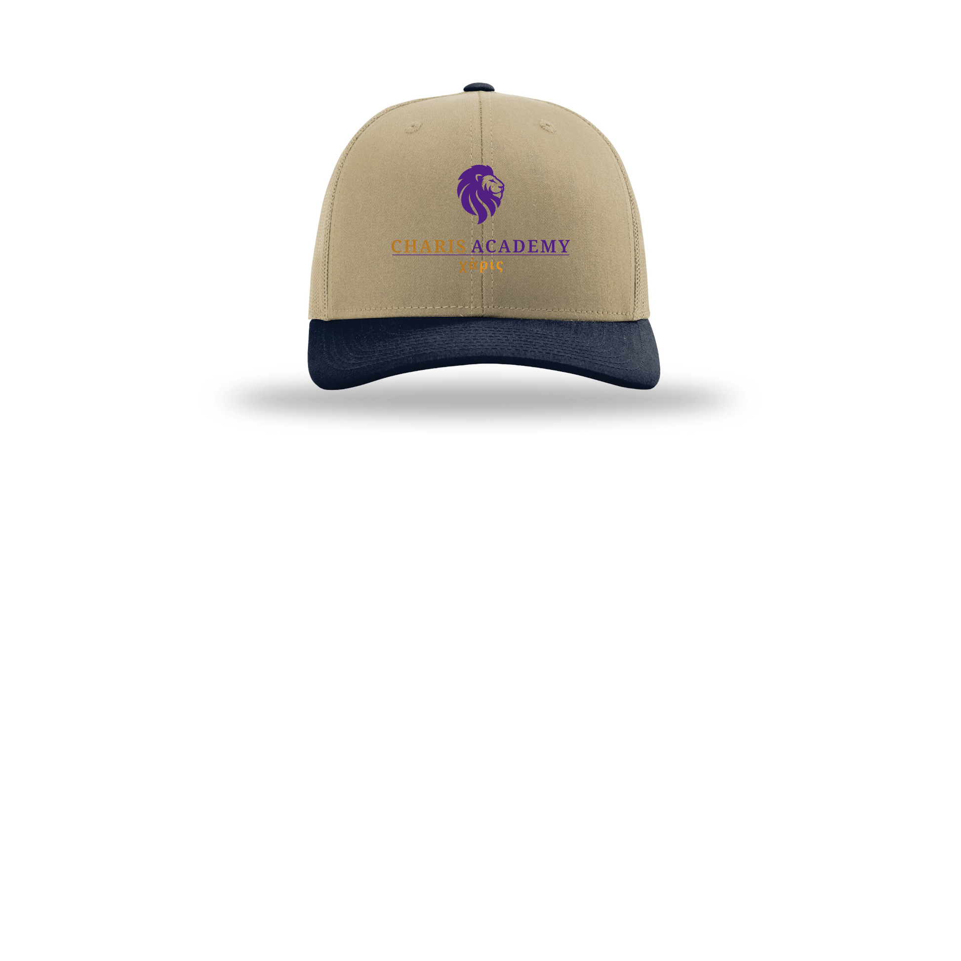 cahazleton-richardson-trucker-cap-embroidery-capfront-R112-khakikhakinavy-flat-front