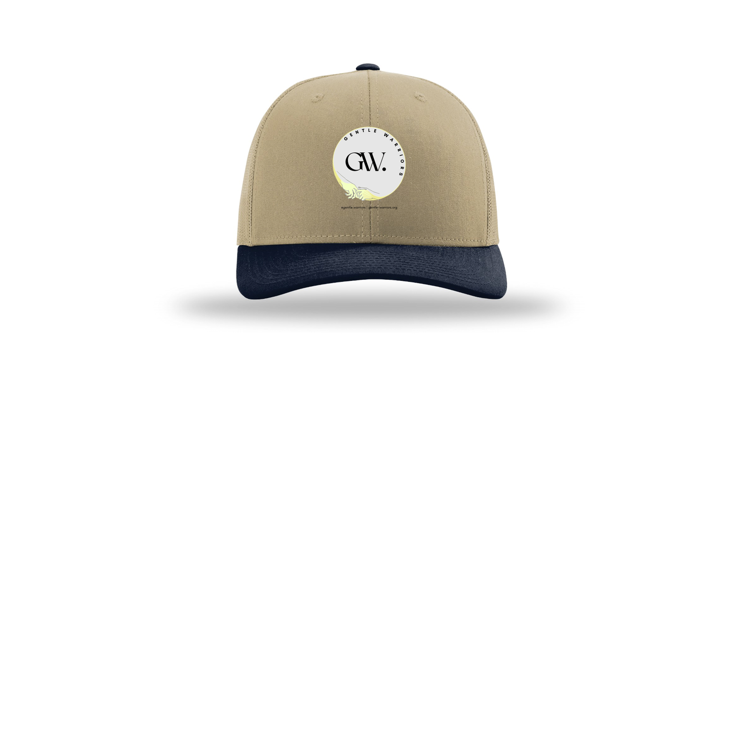 gentle-warriors-richardson-trucker-cap-embroidery-capfront-R112-khakikhakinavy-flat-front