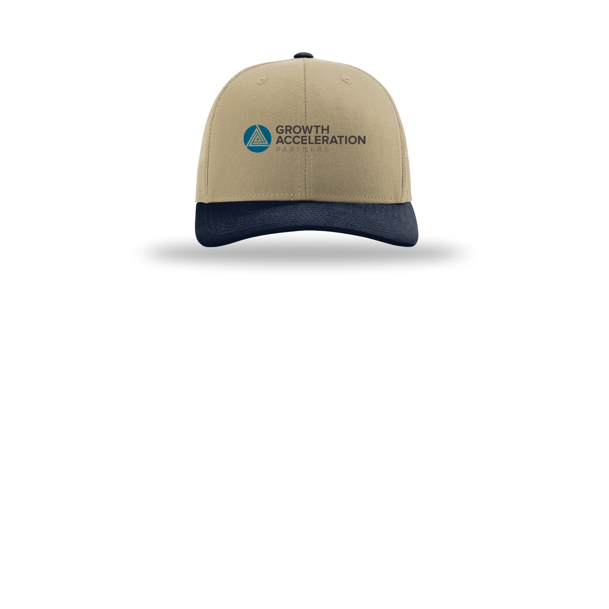 growthaccelerationpartners-richardson-trucker-cap-embroidery-capfront-R112-khakikhakinavy-flat-front