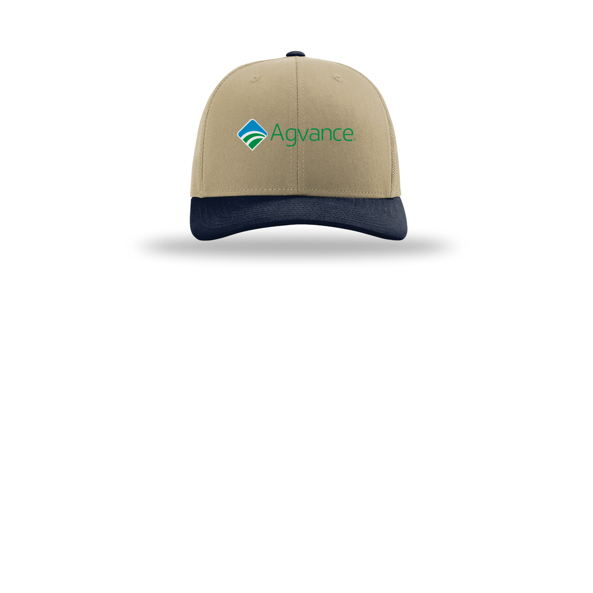 agvance-richardson-trucker-cap-embroidery-capfront-R112-khakikhakinavy-flat-front