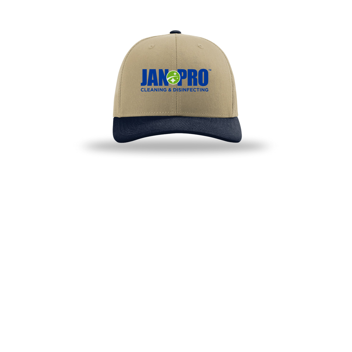 jan-pro-richardson-trucker-cap-embroidery-capfront-R112-khakikhakinavy-flat-front
