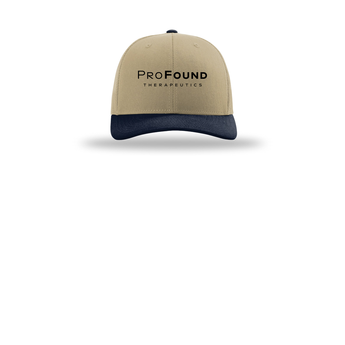 profoundtx-richardson-trucker-cap-embroidery-capfront-R112-khakikhakinavy-flat-front