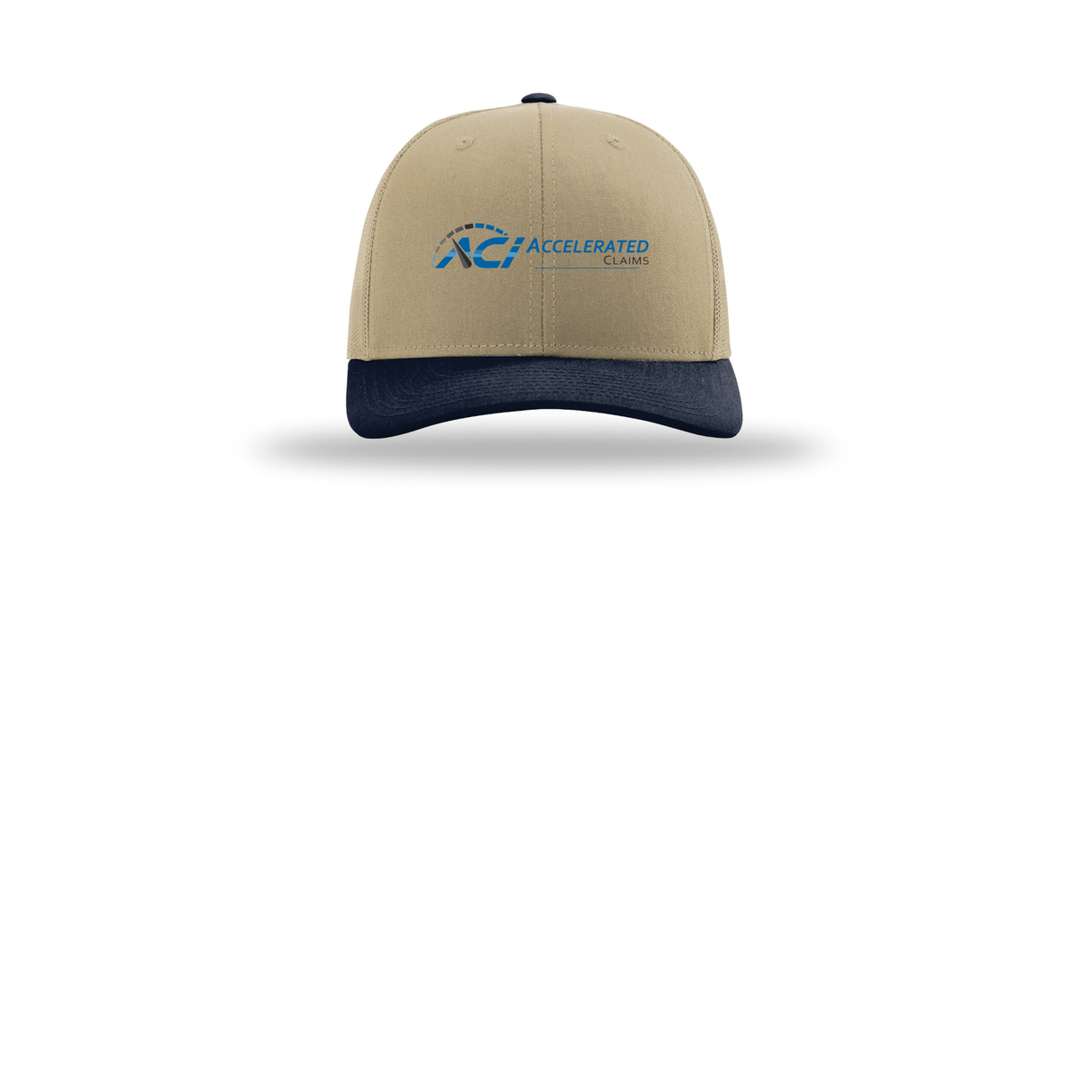 accelclaims-richardson-trucker-cap-embroidery-capfront-R112-khakikhakinavy-flat-front