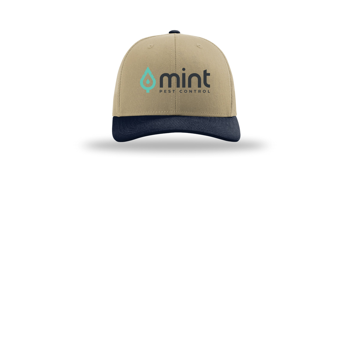 mintpest-richardson-trucker-cap-embroidery-capfront-R112-khakikhakinavy-flat-front