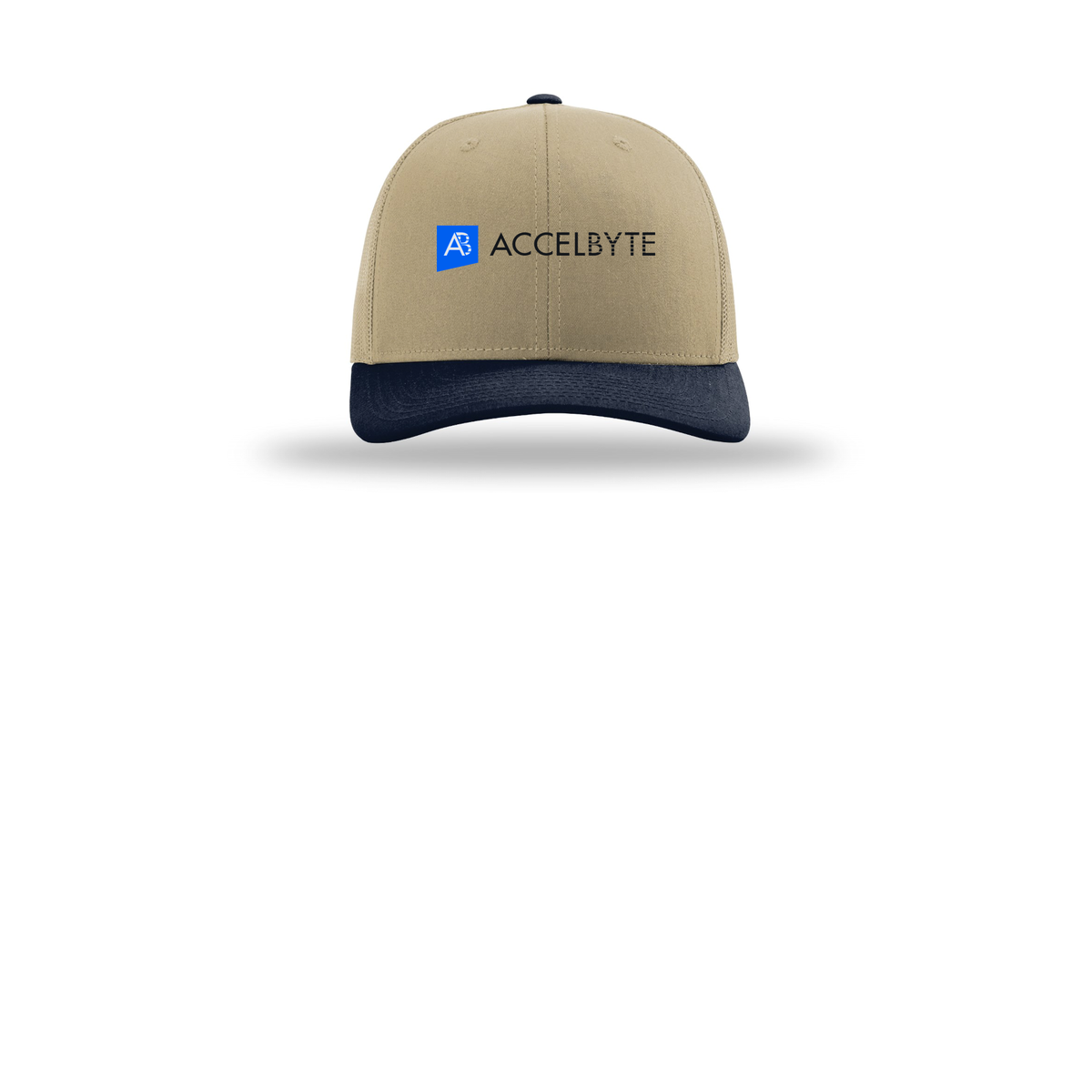 accelbyte-richardson-trucker-cap-embroidery-capfront-R112-khakikhakinavy-flat-front