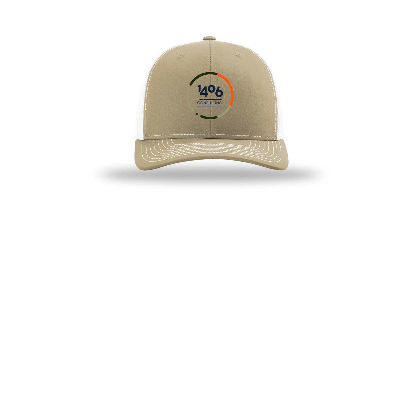 1406consulting-richardson-trucker-cap-embroidery-capfront-R112-khakiwhite-flat-front