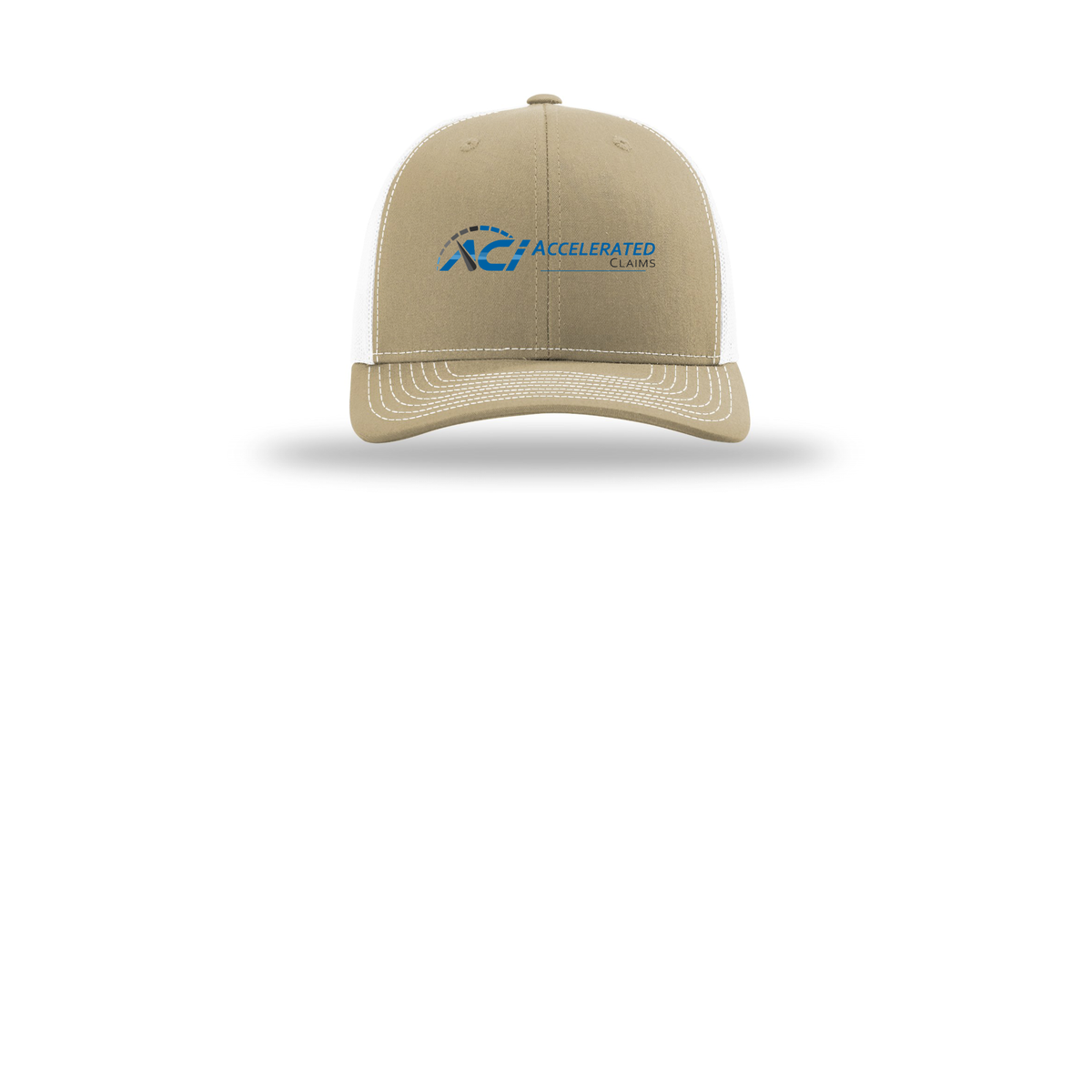 accelclaims-richardson-trucker-cap-embroidery-capfront-R112-khakiwhite-flat-front