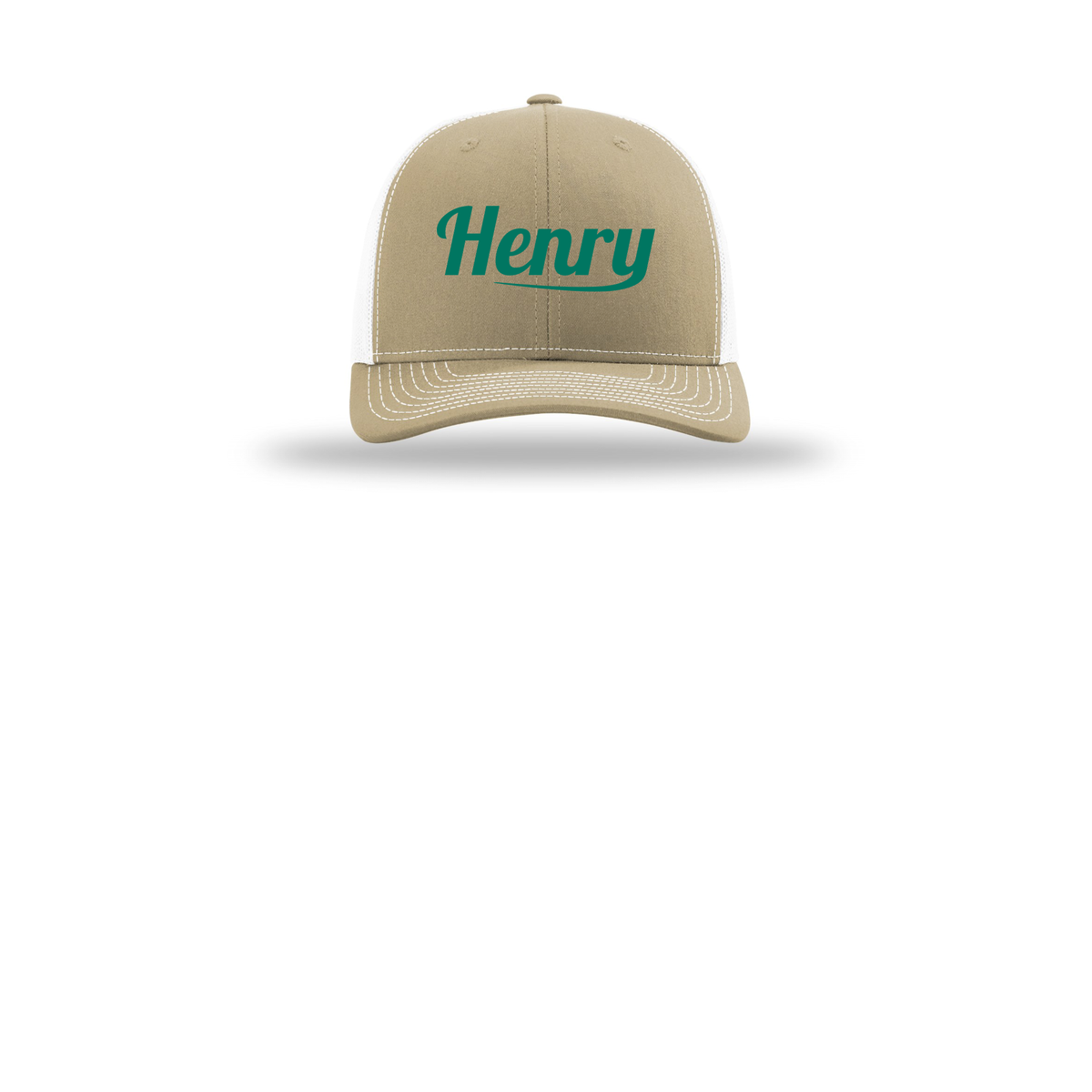 henrymeds-richardson-trucker-cap-embroidery-capfront-R112-khakiwhite-flat-front