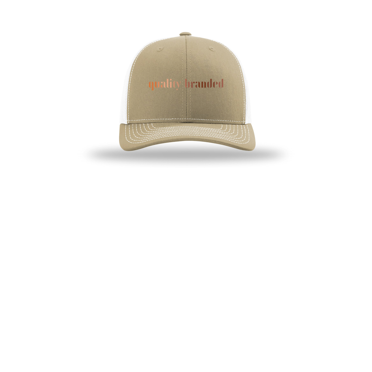 qualitybranded-richardson-trucker-cap-embroidery-capfront-R112-khakiwhite-flat-front