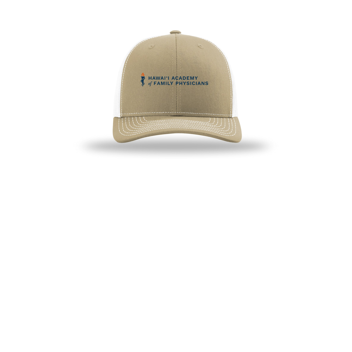 hafp-richardson-trucker-cap-embroidery-capfront-R112-khakiwhite-flat-front