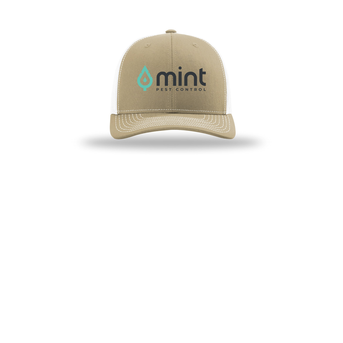 mintpest-richardson-trucker-cap-embroidery-capfront-R112-khakiwhite-flat-front
