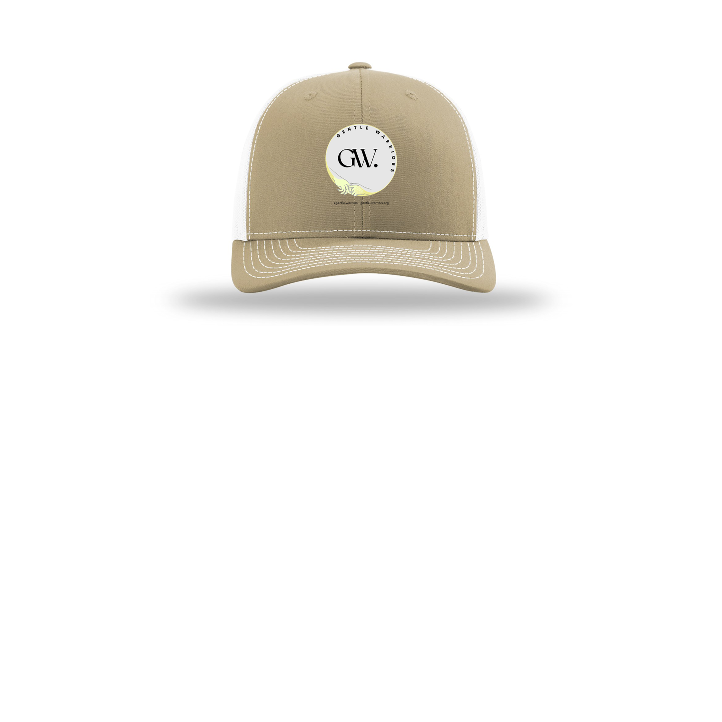 gentle-warriors-richardson-trucker-cap-embroidery-capfront-R112-khakiwhite-flat-front