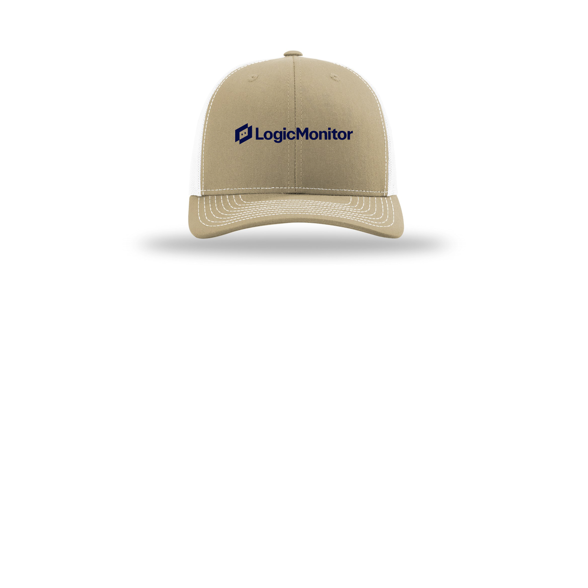 logicmonitor-richardson-trucker-cap-embroidery-capfront-R112-khakiwhite-flat-front