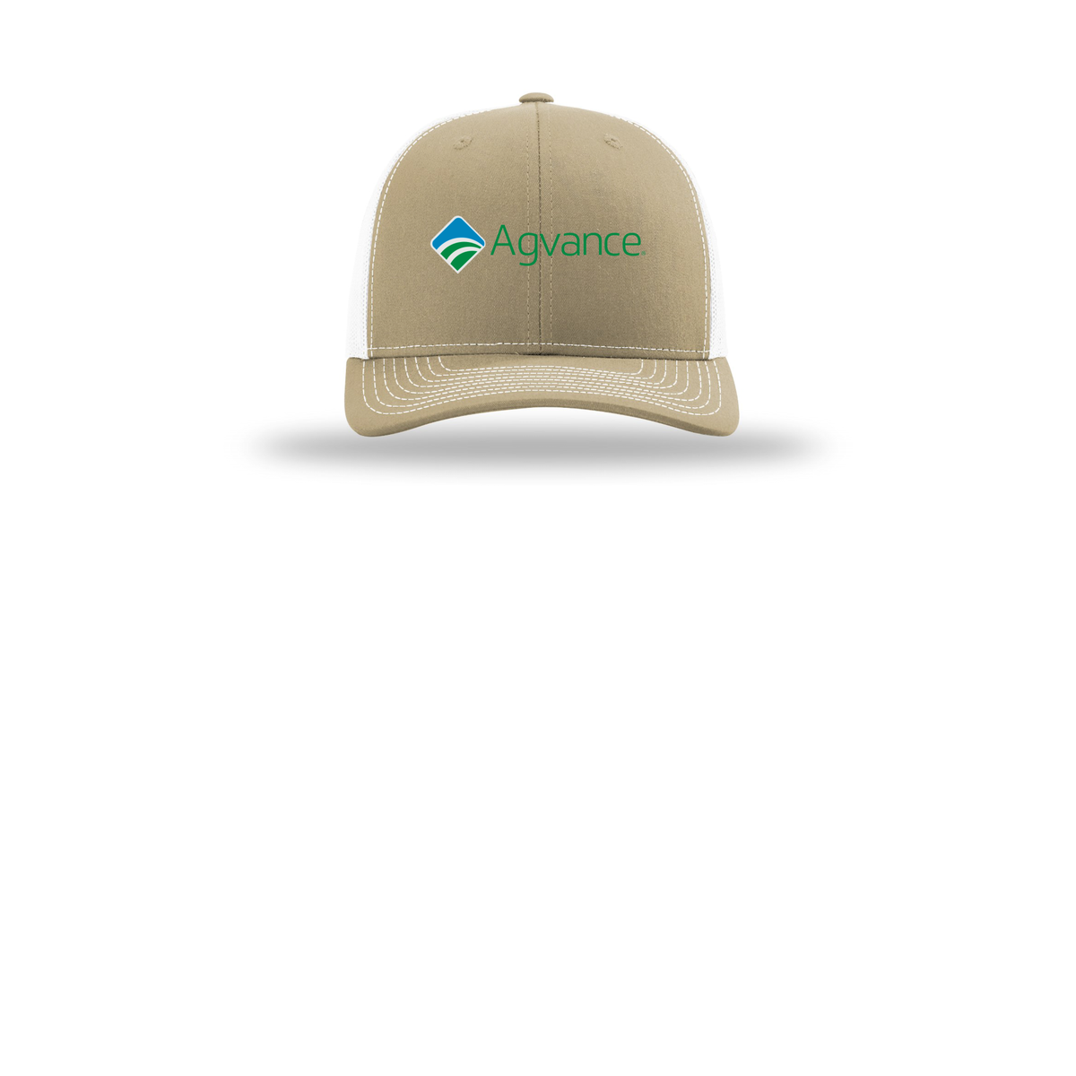 agvance-richardson-trucker-cap-embroidery-capfront-R112-khakiwhite-flat-front