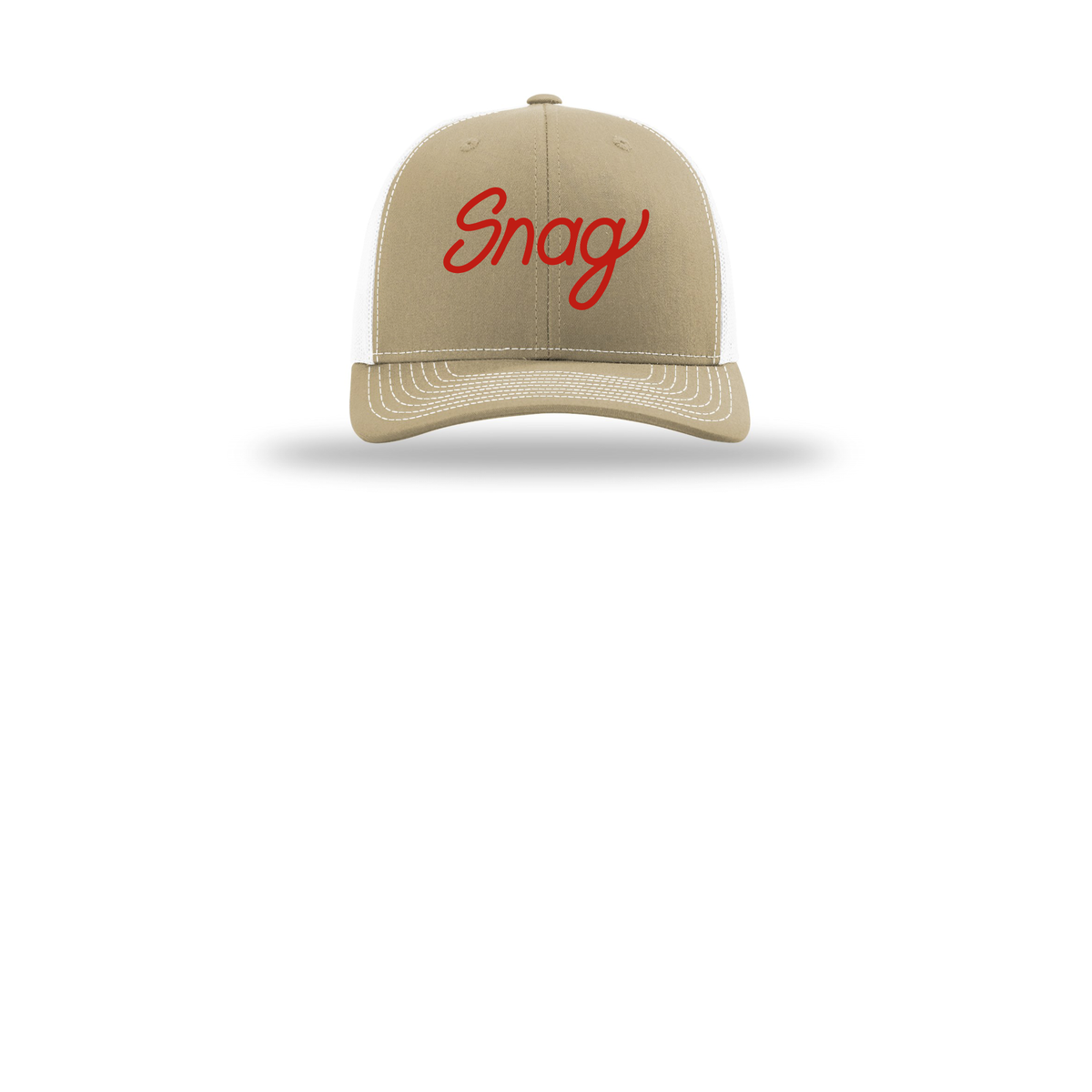 snagdelivery-richardson-trucker-cap-embroidery-capfront-R112-khakiwhite-flat-front