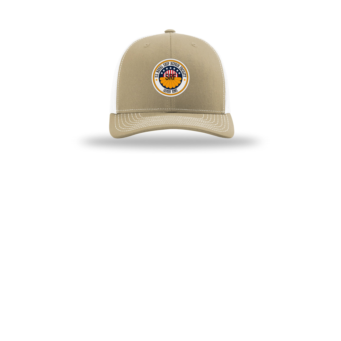 srf-jrmc-richardson-trucker-cap-embroidery-capfront-R112-khakiwhite-flat-front