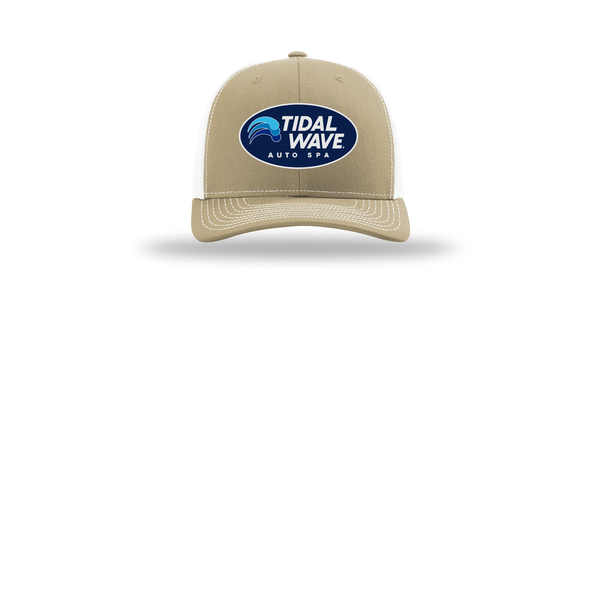 tidalwaveautospa-richardson-trucker-cap-embroidery-capfront-R112-khakiwhite-flat-front