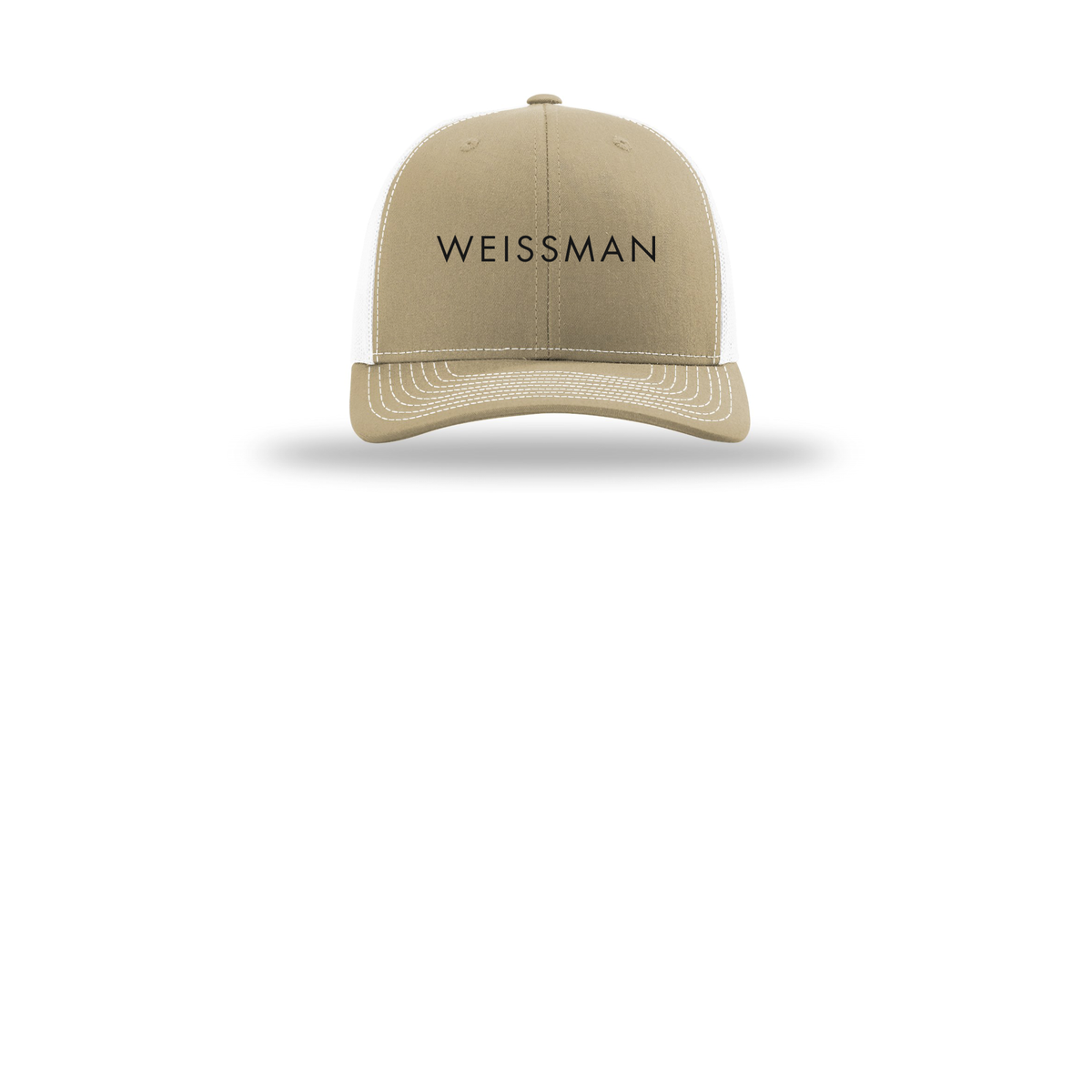 weissmans-richardson-trucker-cap-embroidery-capfront-R112-khakiwhite-flat-front