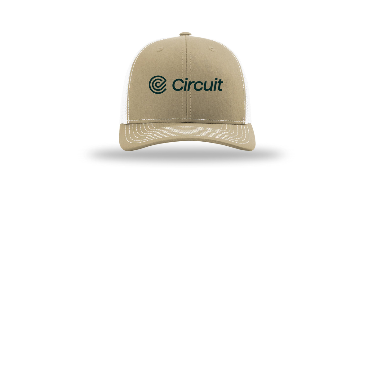 ridecircuit-richardson-trucker-cap-embroidery-capfront-R112-khakiwhite-flat-front
