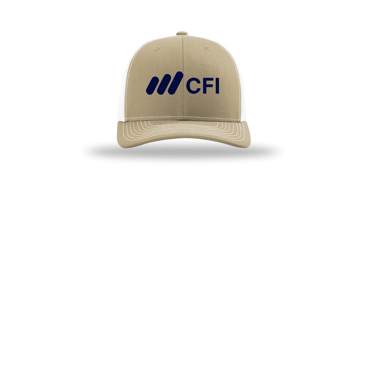 corporatefinanceinstitute-richardson-trucker-cap-embroidery-capfront-R112-khakiwhite-flat-front